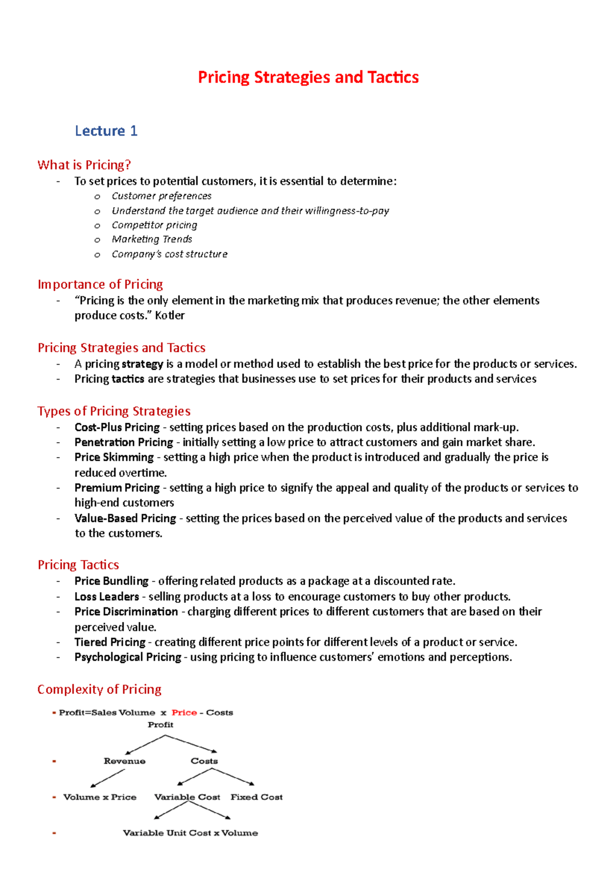 Pricing Strategies and Tactics - Pricing Strategies and Tactics Lecture ...