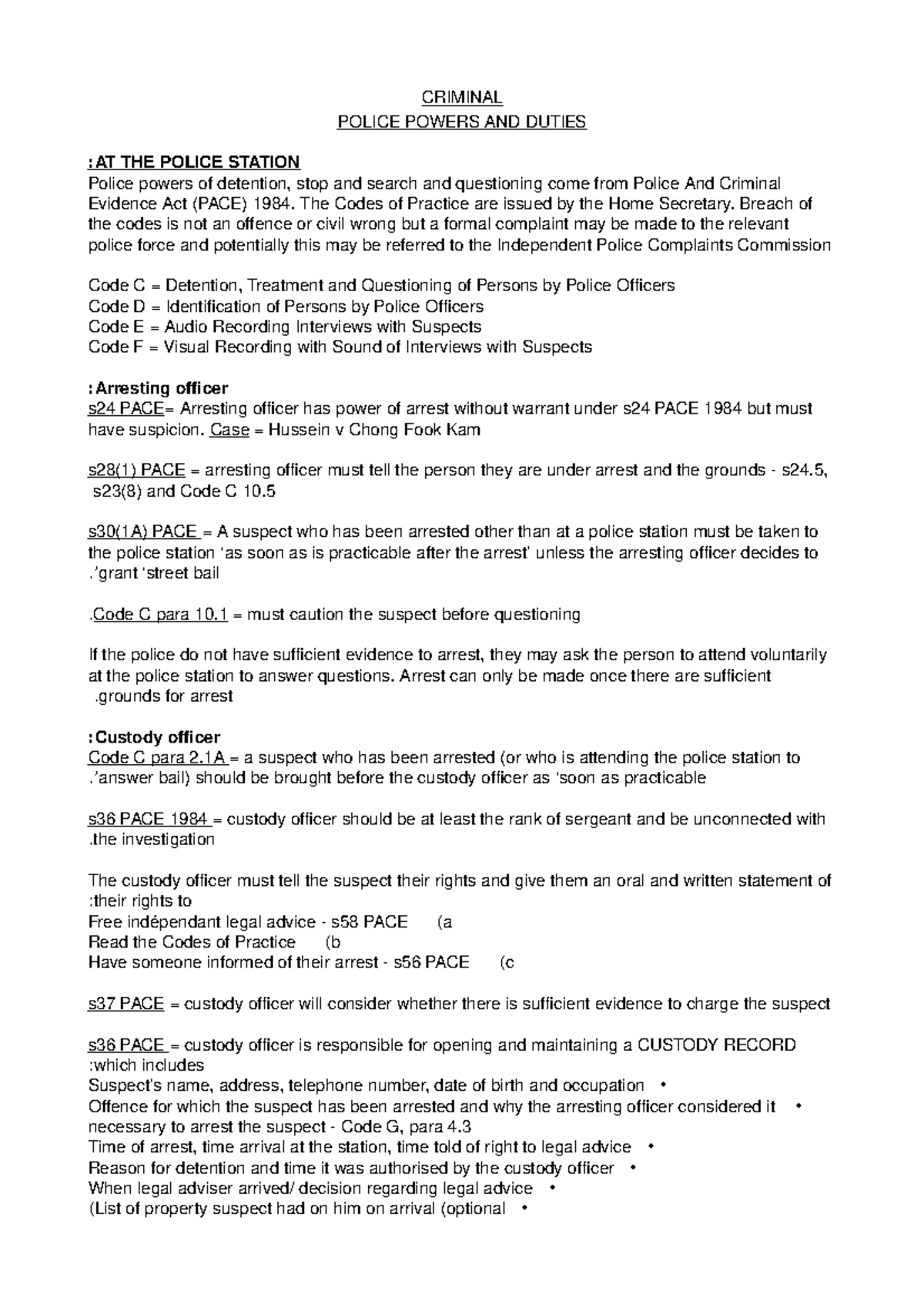 Dispute Resolution Criminal Police Powers AND Duties - CRIMINAL P OLICE ...