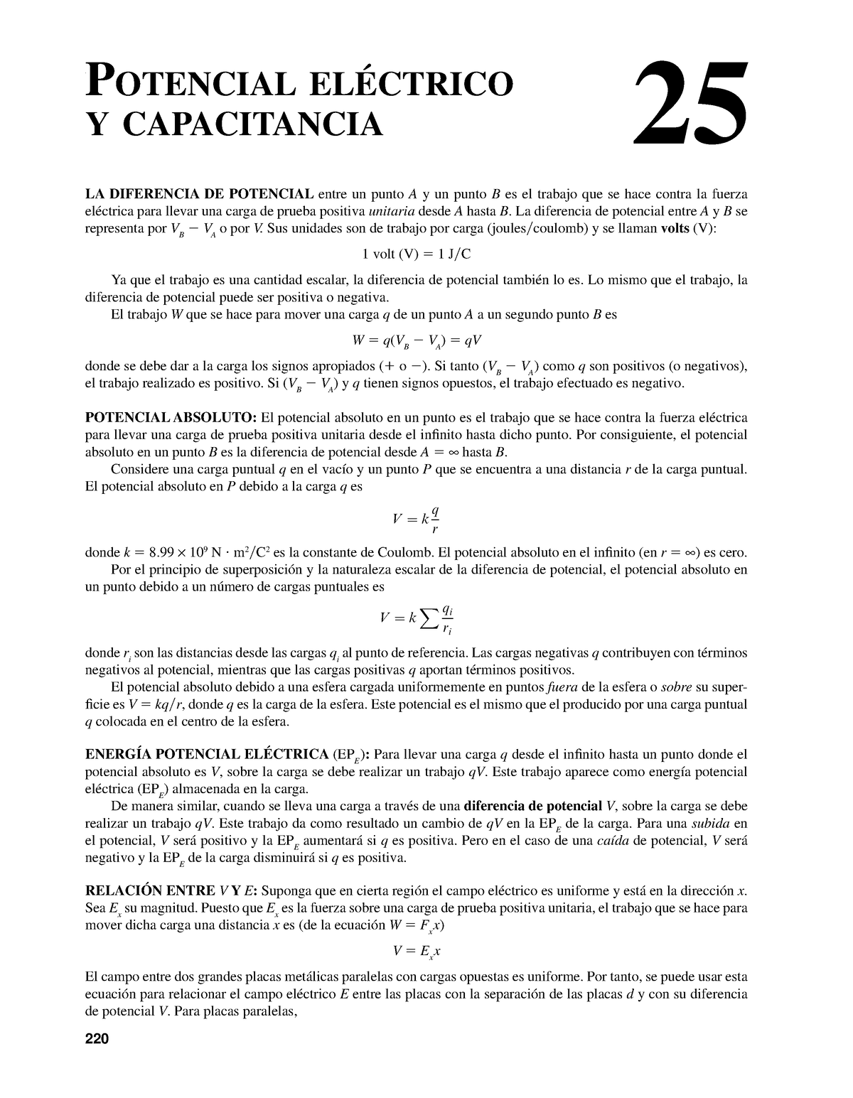 Capitulo 25 Schawm Fisica 2 - 220 FÍSICA GENERAL 220 25 POTENCIAL ...