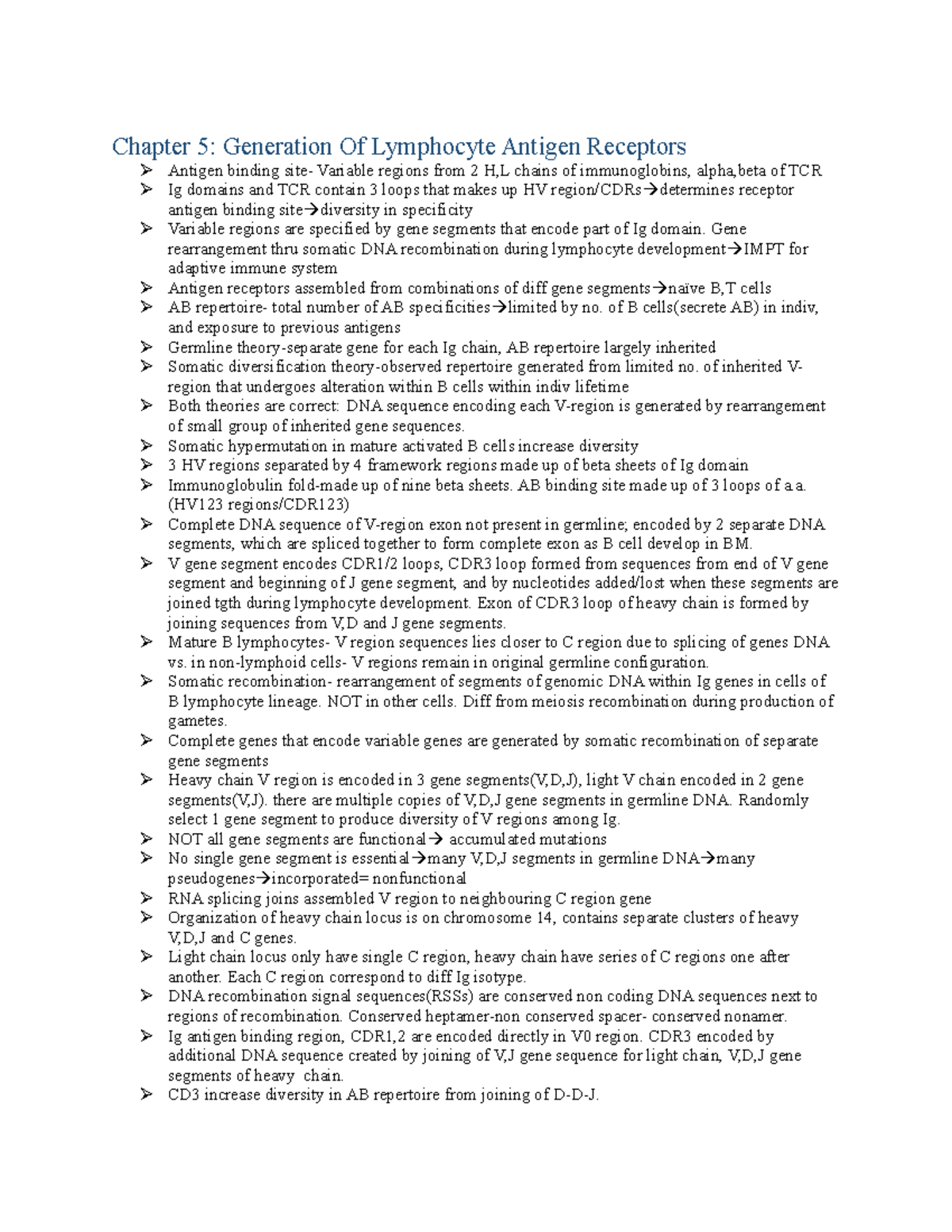 Generation Of Lymphocyte Antigen Receptors notes - Gene rearrangement ...
