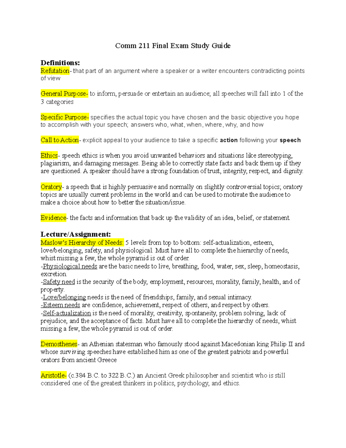 Final Study Guide Comm 211 - Comm 211 Final Exam Study Guide ...