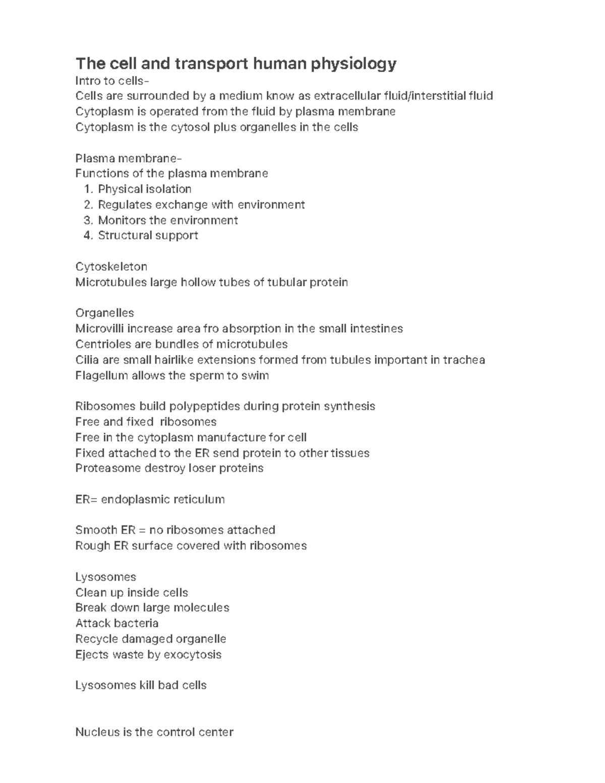 The cell and transport human physiology - 1. 2. 3. 4. The cell and ...
