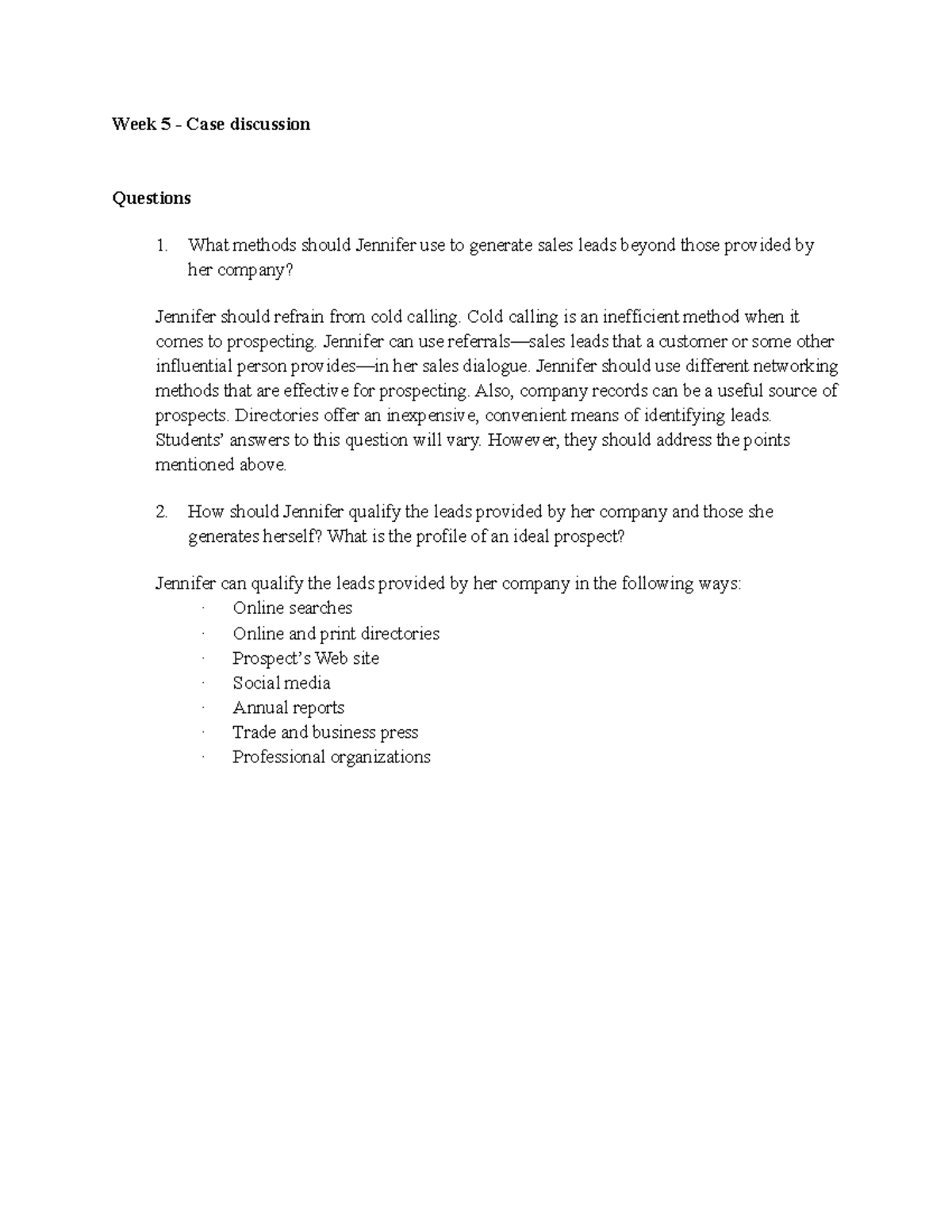 Case study - Week 5 - MKTG3007 - MQ - Studocu