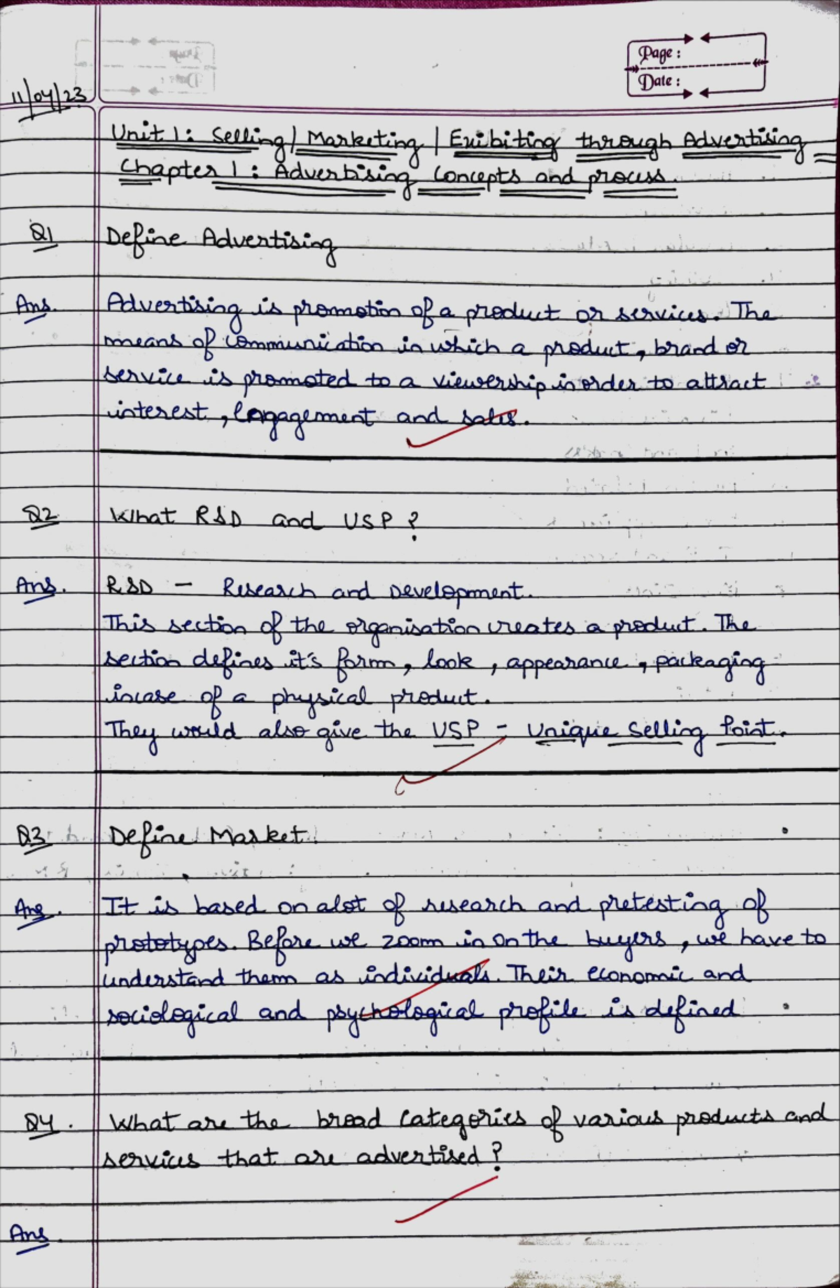 Unit1; Chapter 1 Advertising - Page: Date: 4 Unit 1: Marketing ...