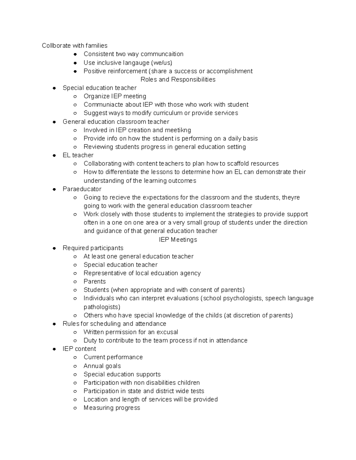 Unit 7 D096 - Lecture notes Cohort notes - Collborate with families ...