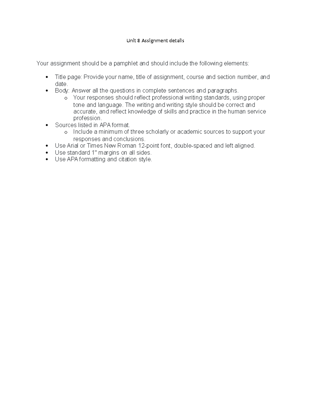 PS452 Unit 8 Assignment details - Unit 8 Assignment details Your ...