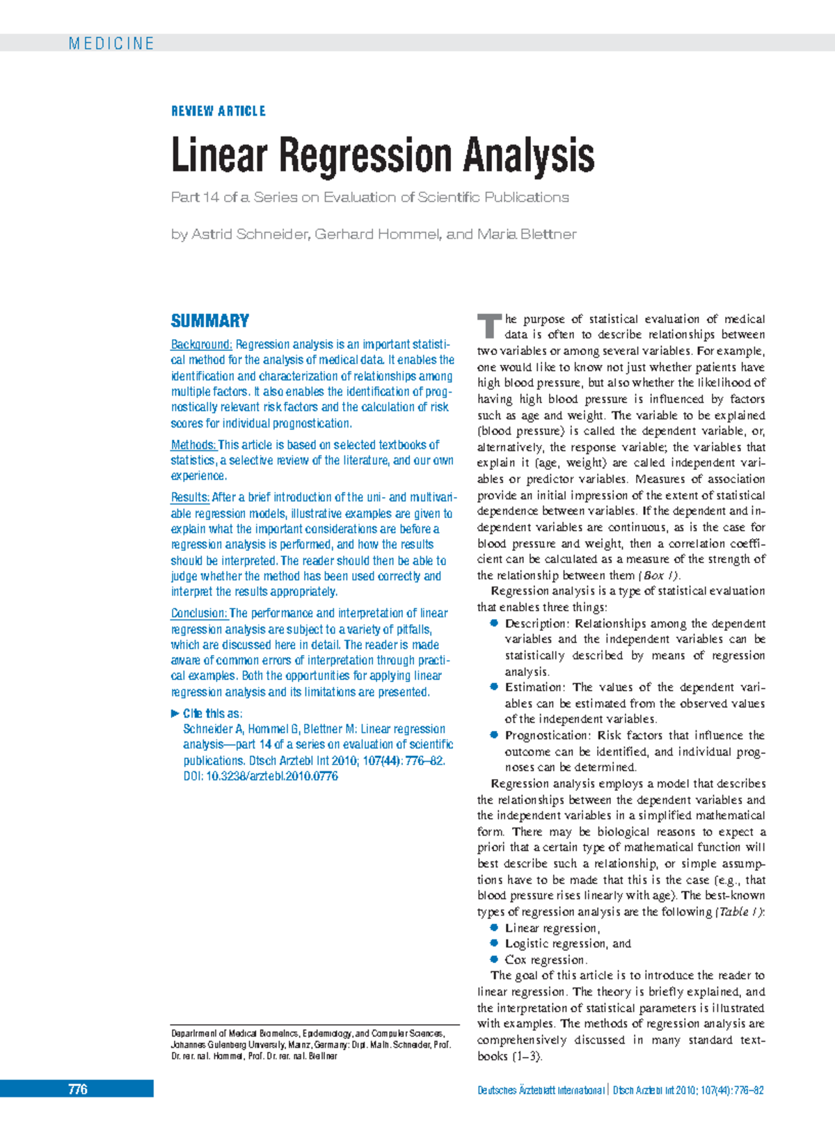 psychology research paper using linear regression analysis