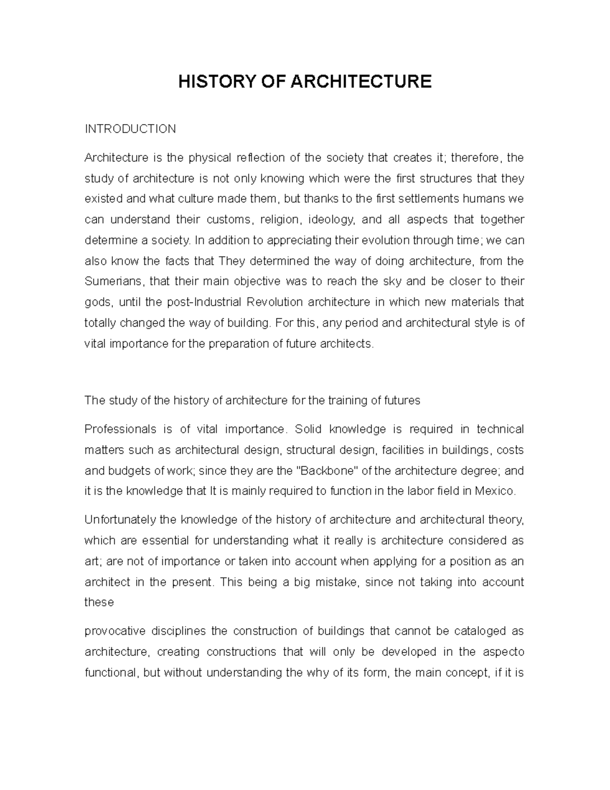 History OF Architecture - HISTORY OF ARCHITECTURE INTRODUCTION ...