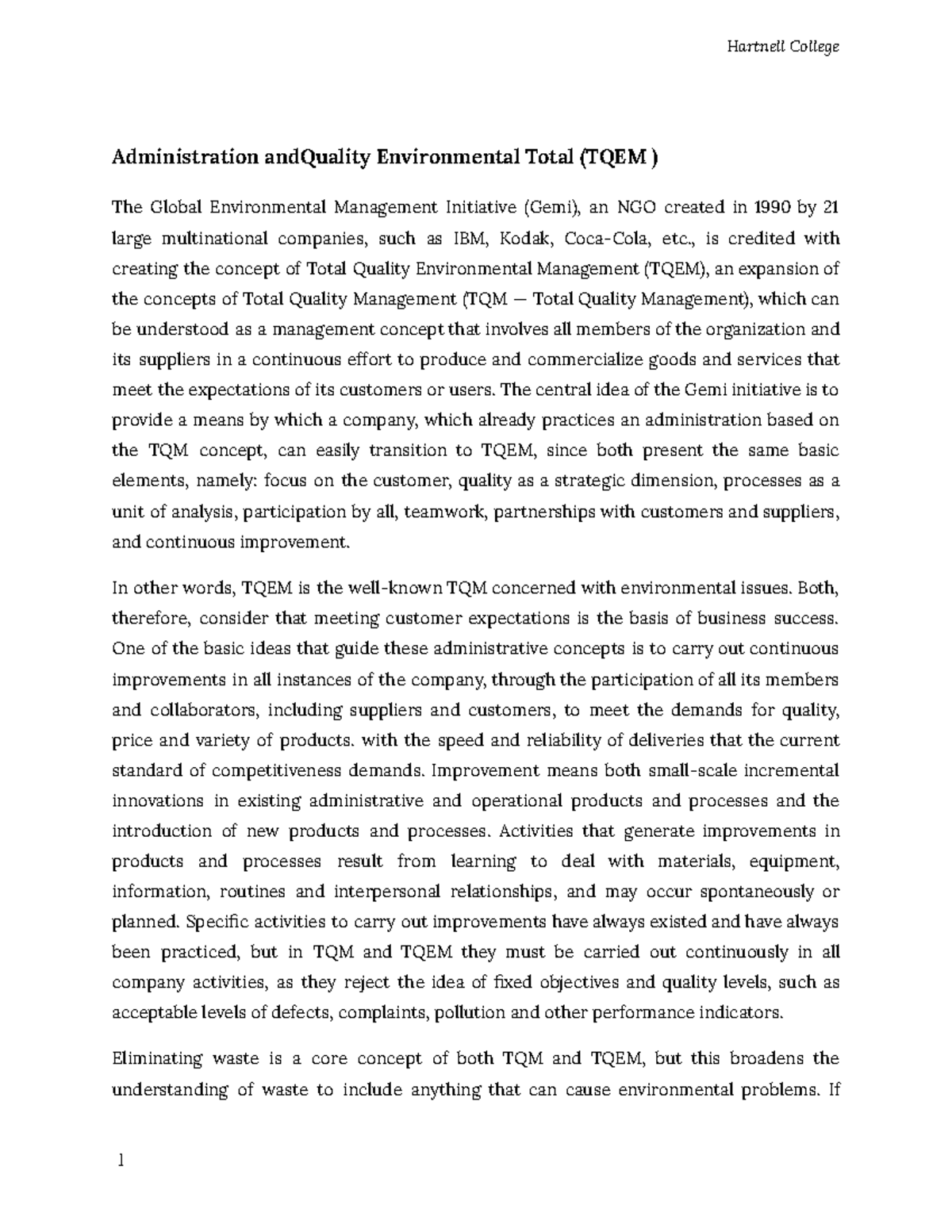 Environmental Quality Management. - Administration andQuality ...