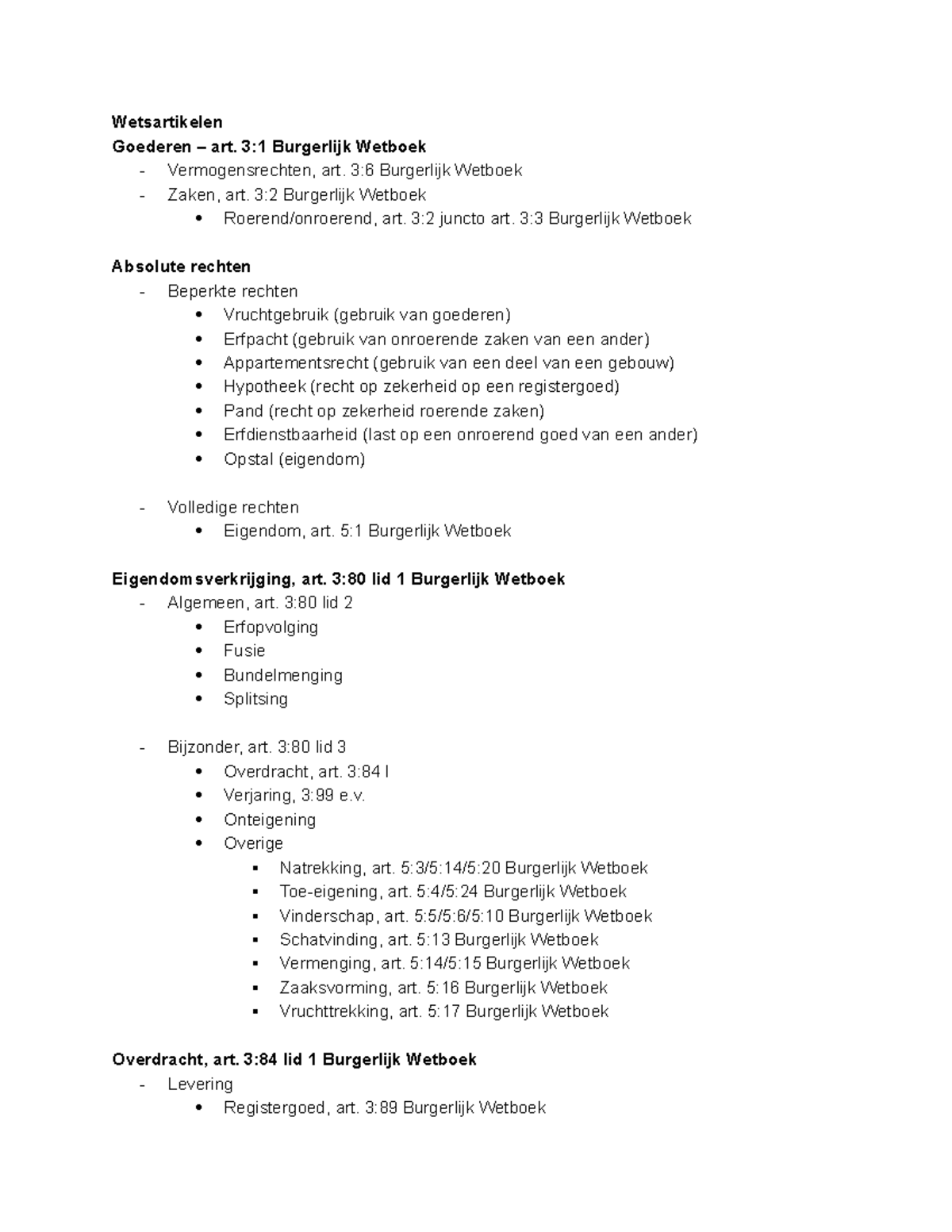 Samenvatting - Artikelen Uit Het Boek - Wetsartikelen Goederen – Art. 3 ...