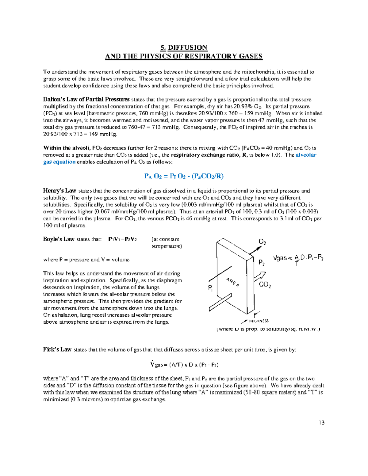 5KIN335 Diffusion - Lecture notes 5 - 5. DIFFUSION AND THE PHYSICS OF ...