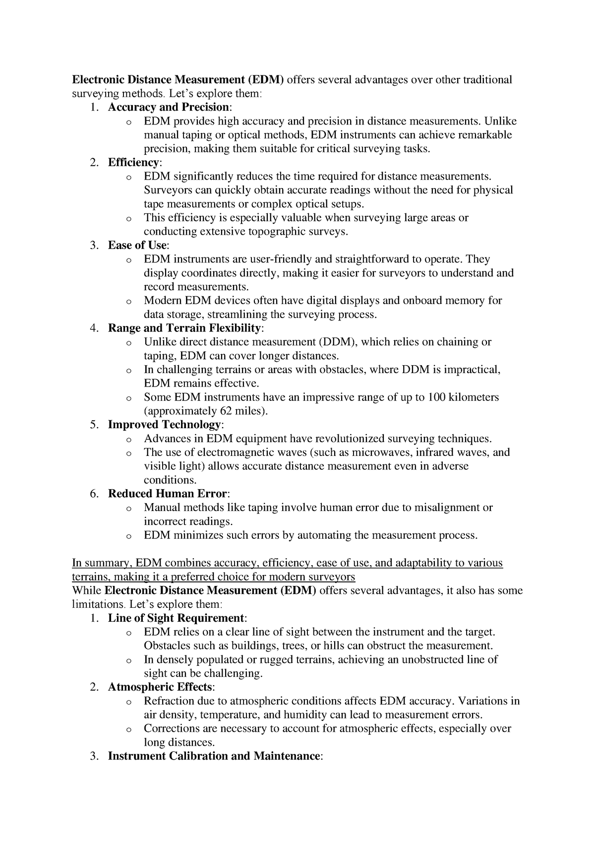 Survey Methods for Accurate Distance Measuring