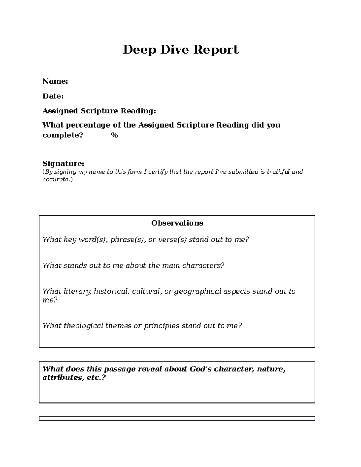 Deep Dive Report digital version Deep Dive Report Name Date