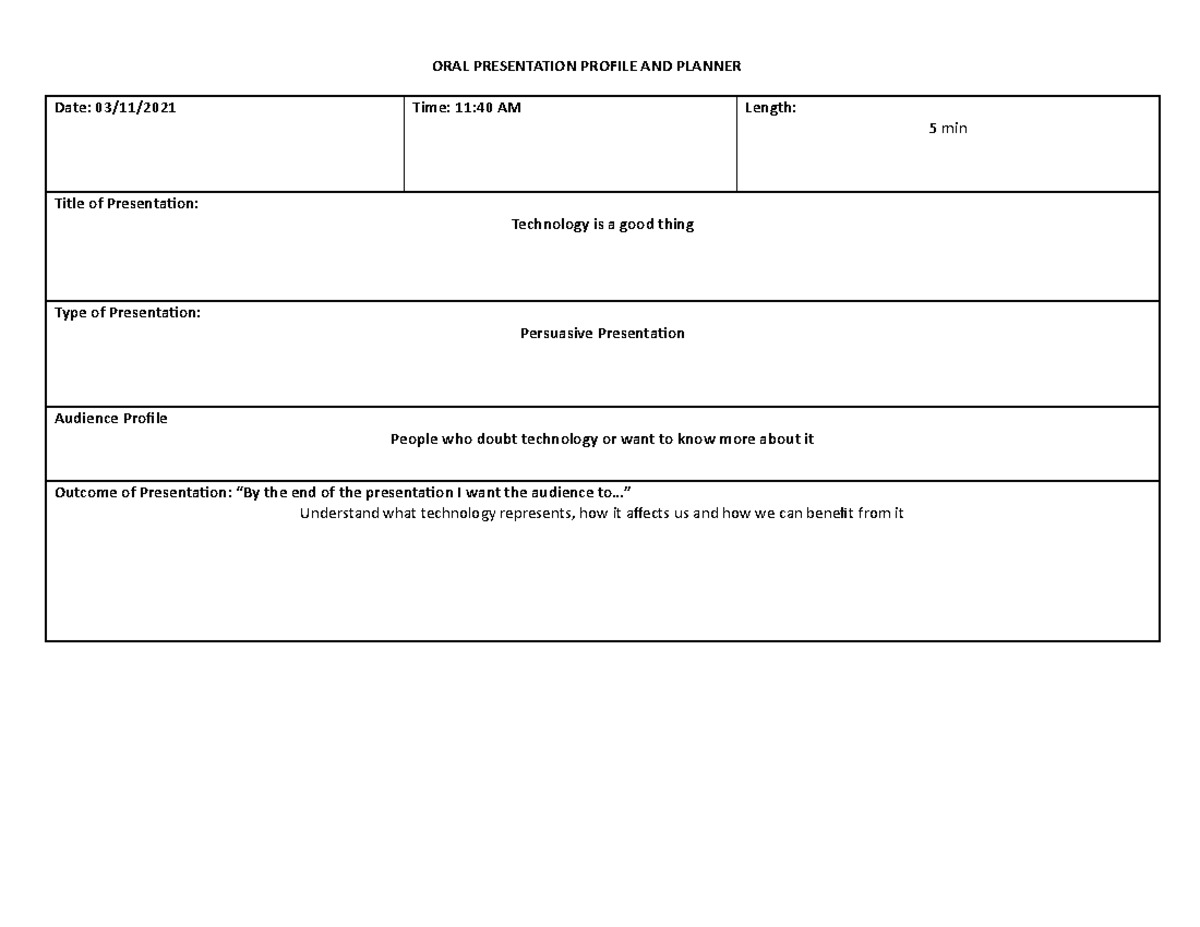 planning step of oral presentation usmc