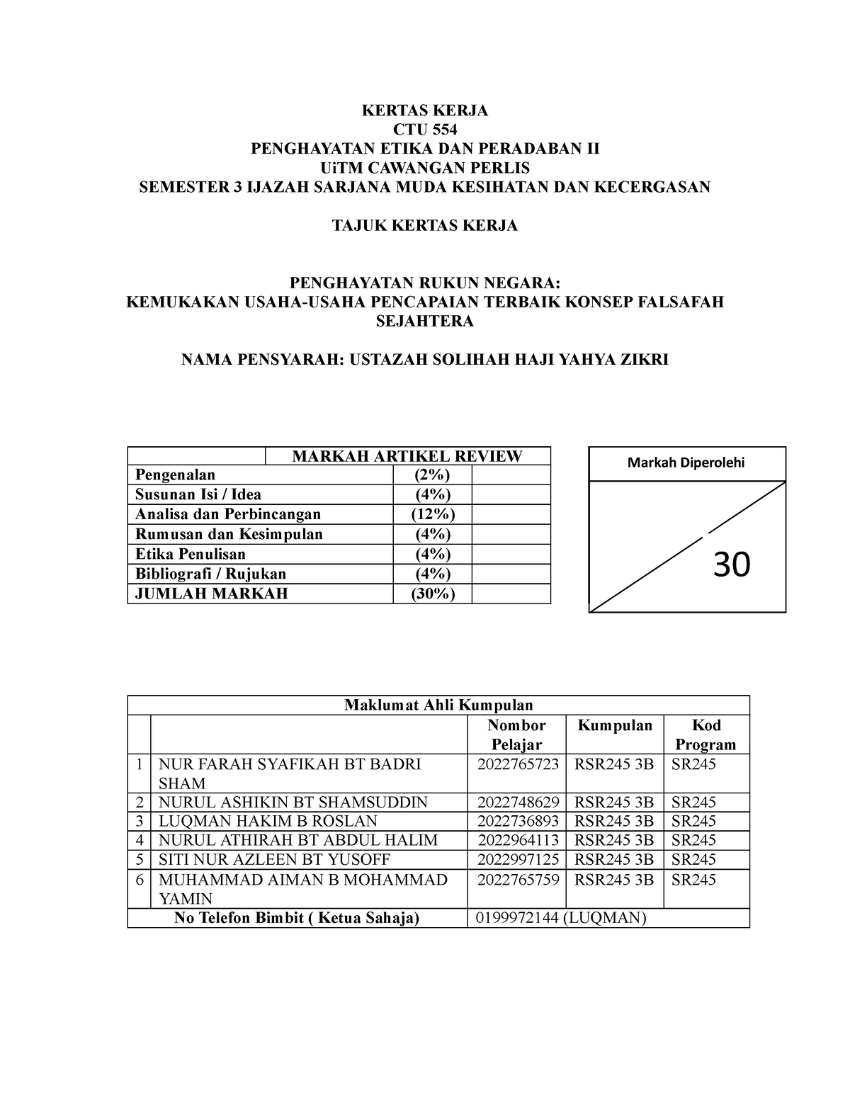 Kertas Kerja Ctu152 - .mlkjhgftdfghjkl. - KERTAS KERJA CTU 554 ...