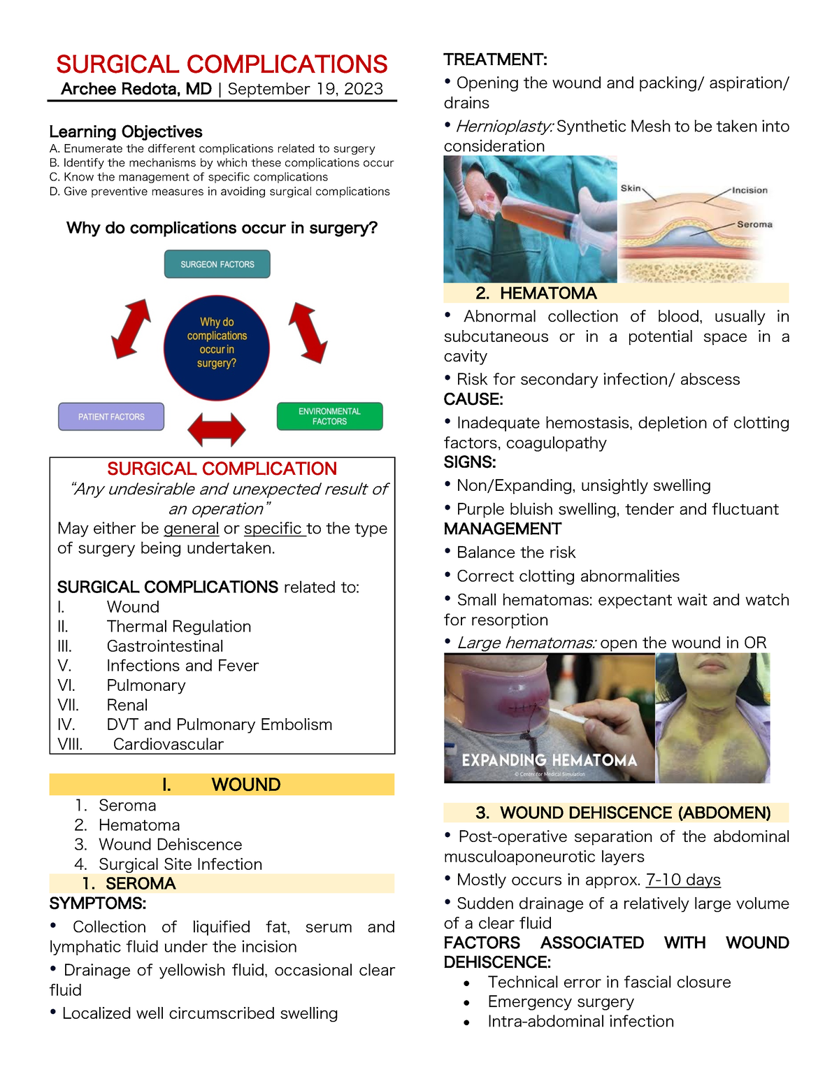 SURG1 Surgical Complications 2023 - Medical Surgical