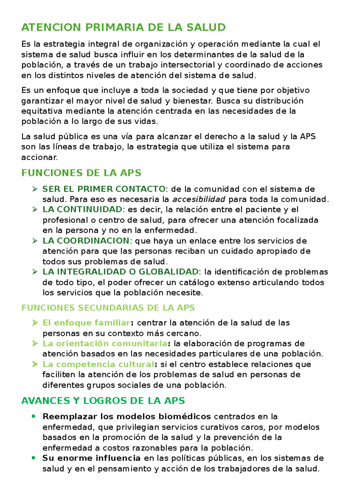 Salud publica APS UN3 - ATENCION PRIMARIA DE LA SALUD Es la estrategia ...