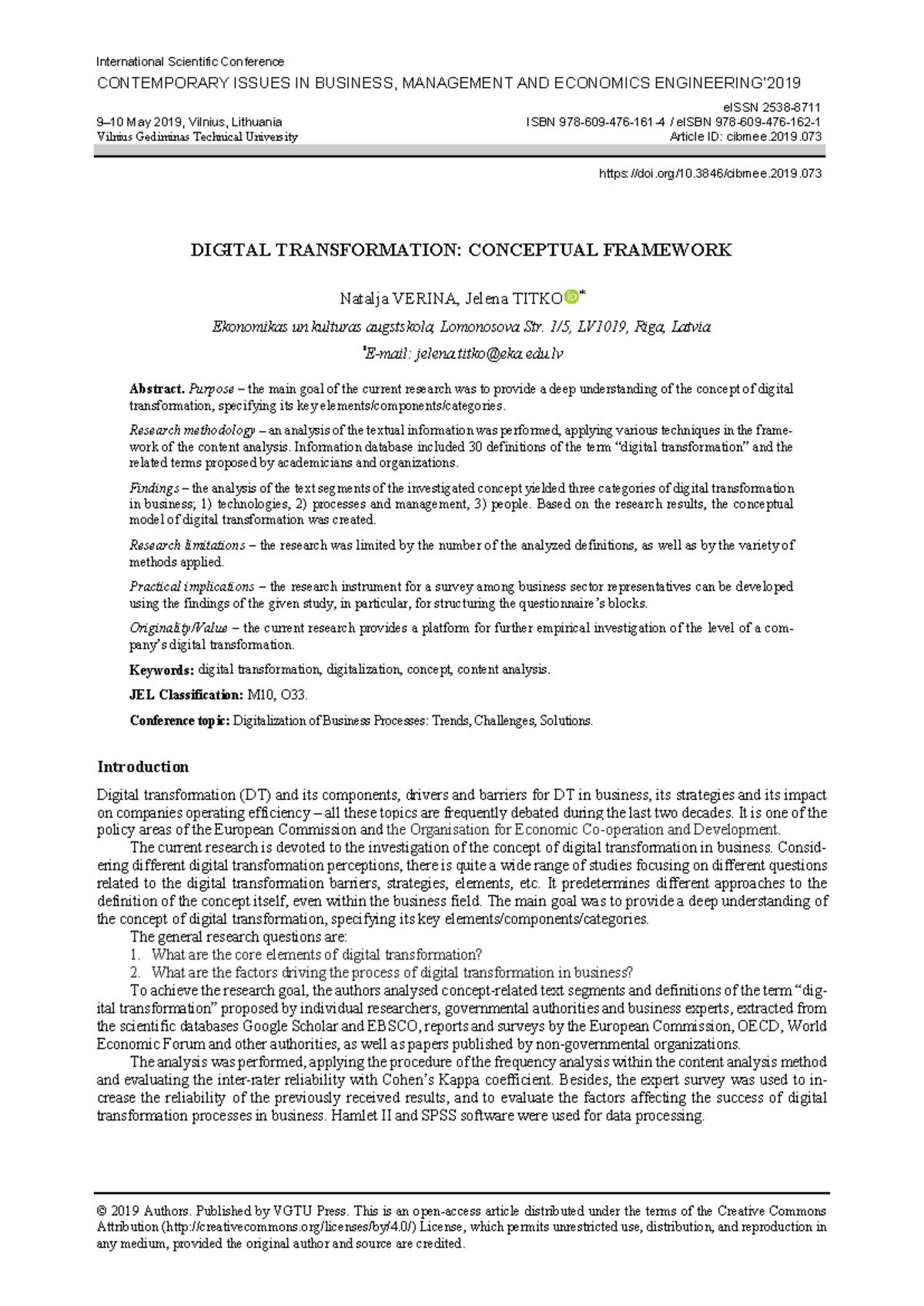 Digital transformation conceptual framew - International Scientific ...