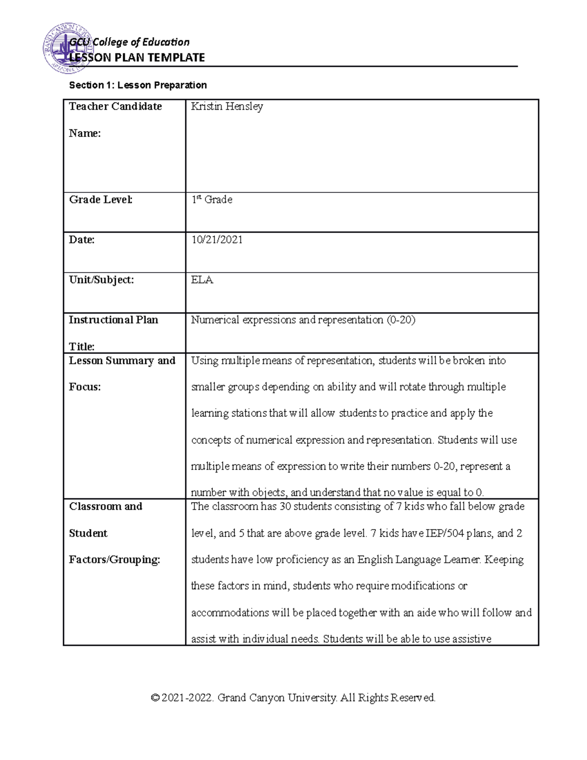 COE - T6 - Benchmark - Standard lesson plan - LESSON PLAN TEMPLATE ...