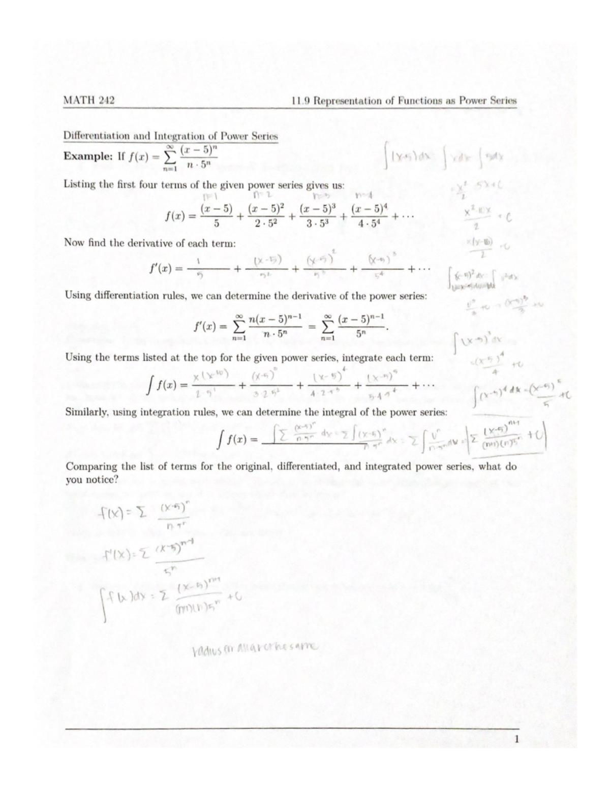 MATH 242 11 - Chapter 11 lesson 9 lecture notes, Dr. Liu - MATH 242 ...