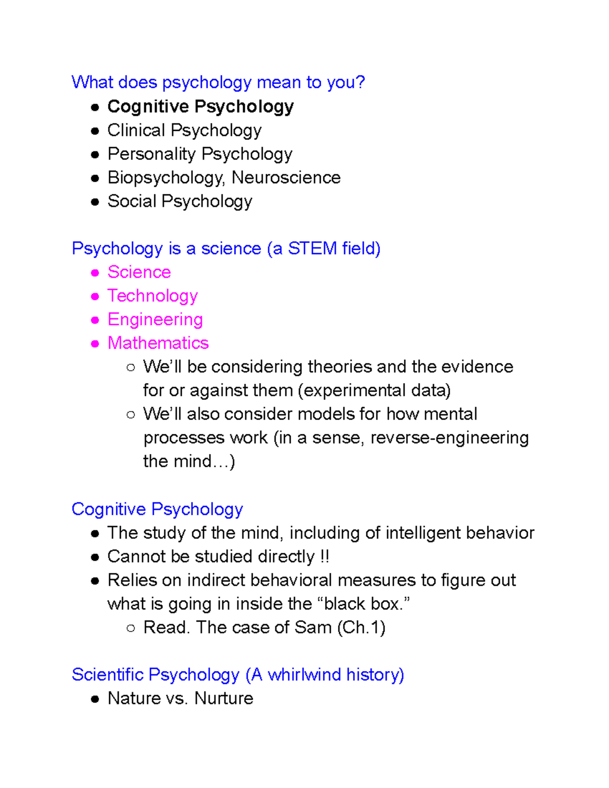 psy-260-lecture-1-notes-what-does-psychology-mean-to-you-cognitive