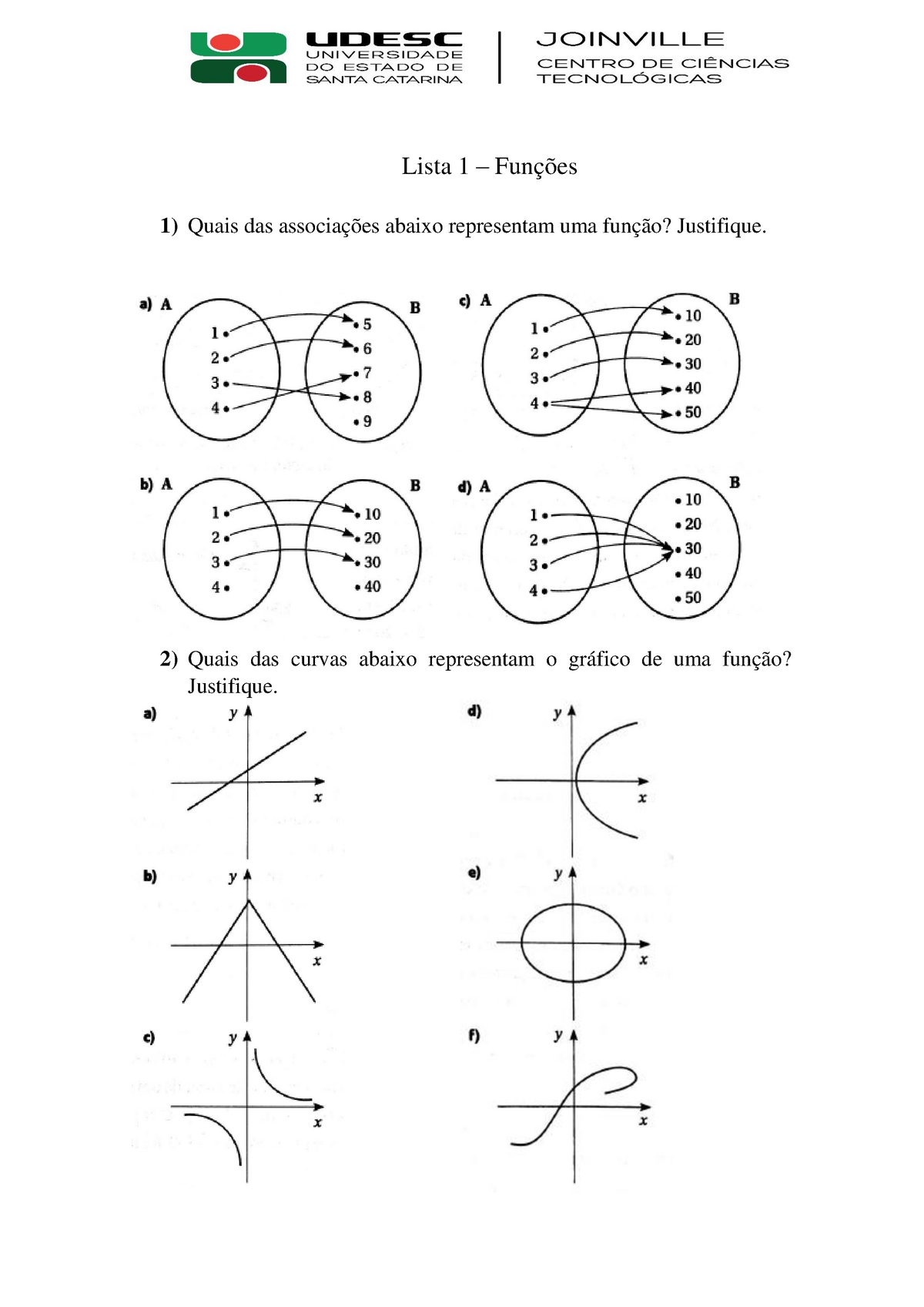 Lista 1 Funções Lista 1 1 Quais Das Abaixo Representam Uma