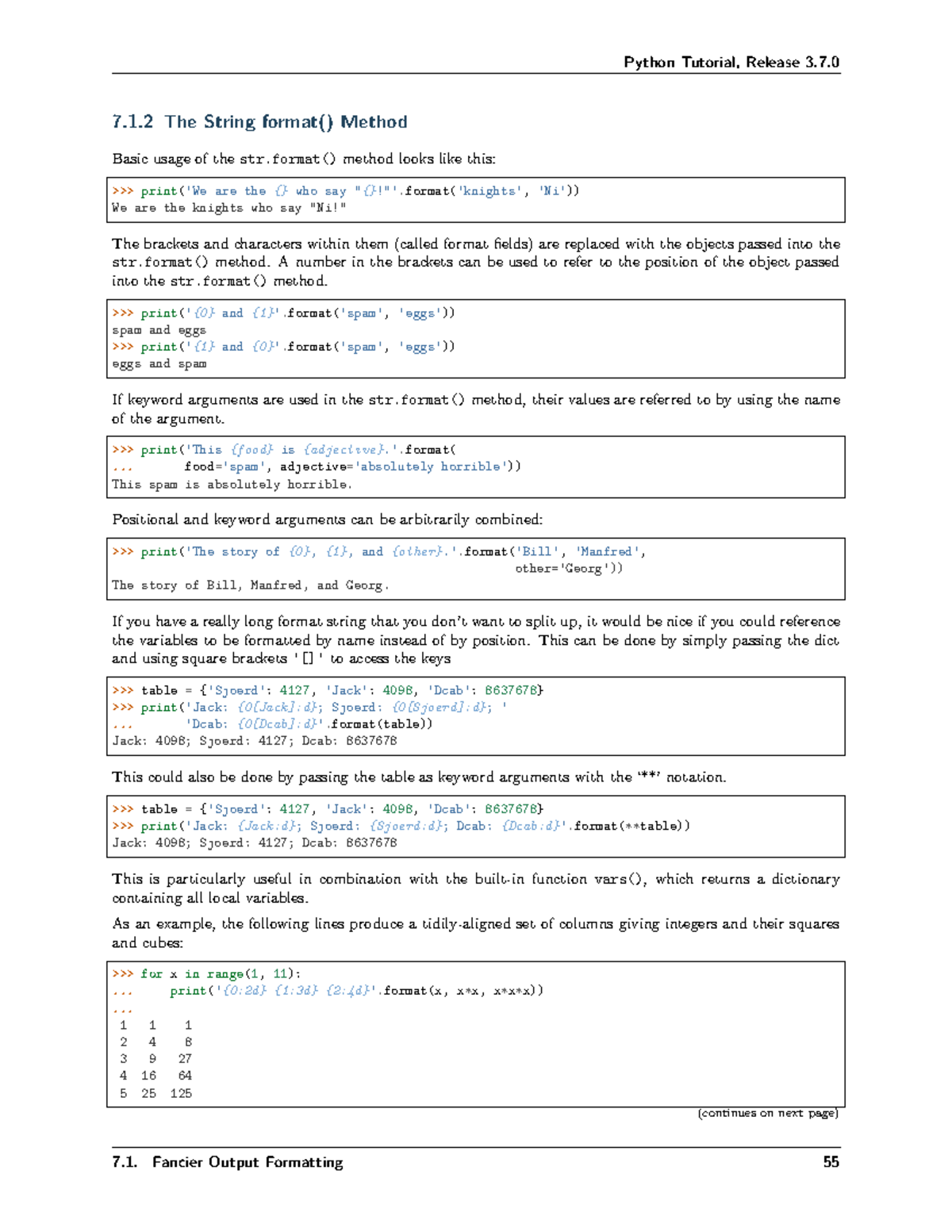 Python Notes-14 - NOTES - 7.1 The String format() Method Basic usage of ...
