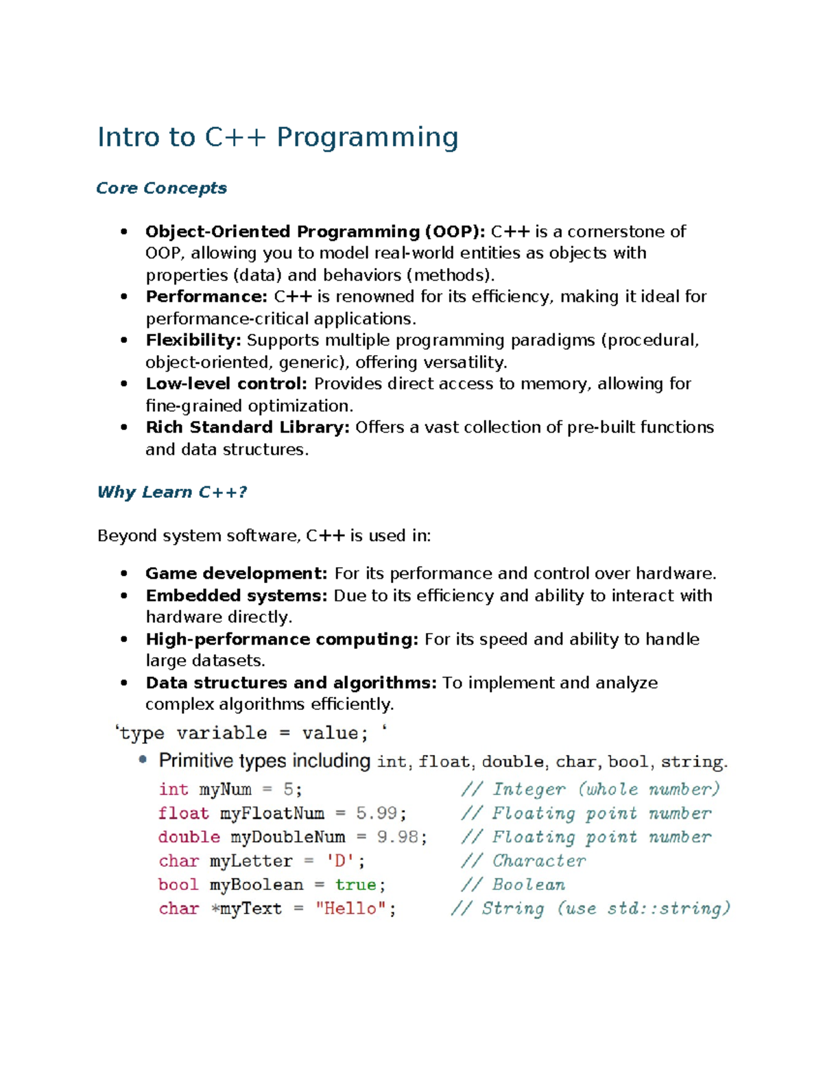 Week 2 - Notes for the week 2 lecture - Intro to C++ Programming Core ...