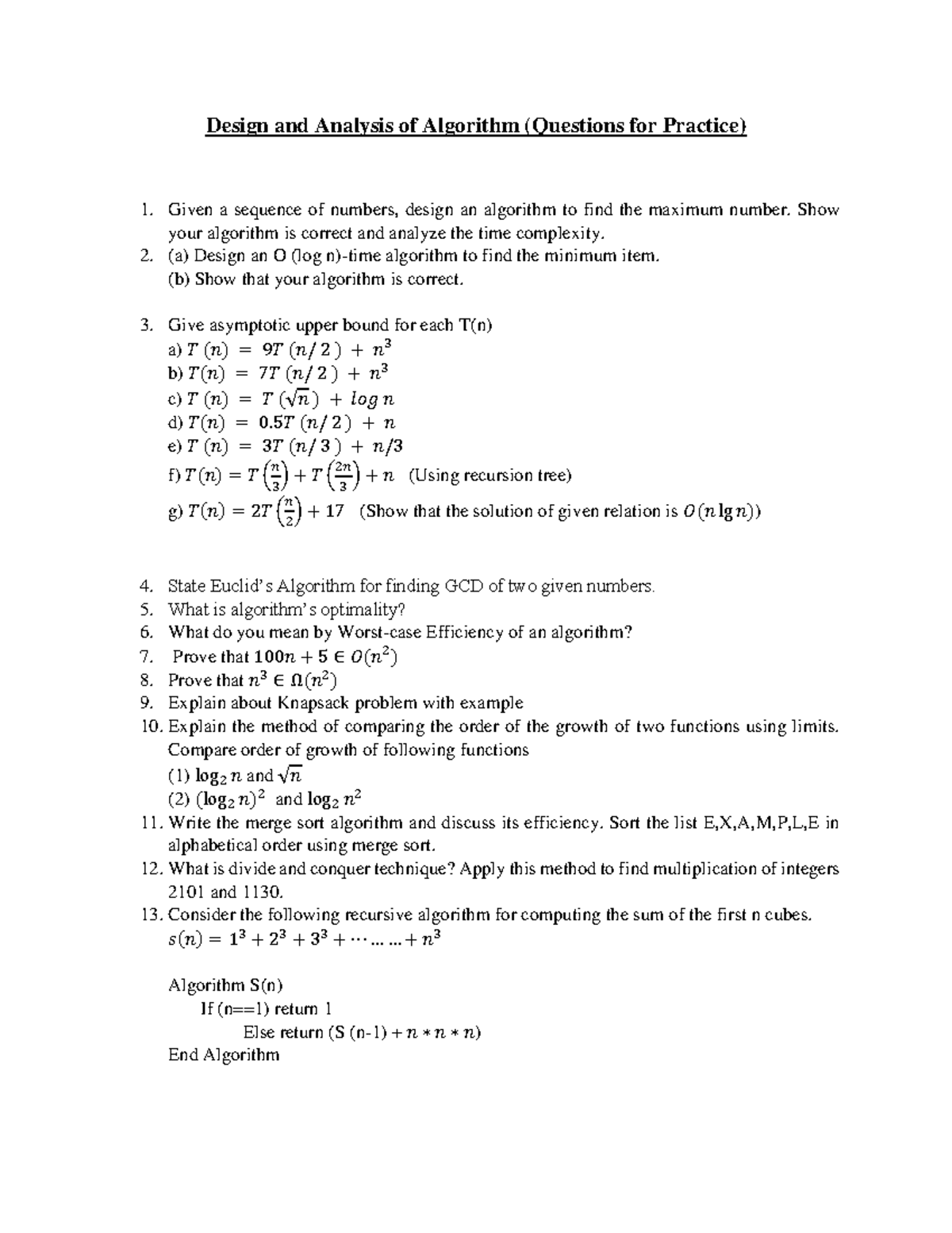 daa-questions-for-practice-design-and-analysis-of-algorithm