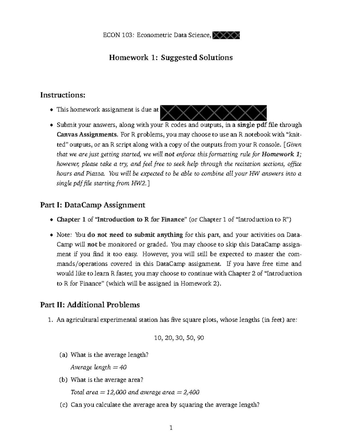 HW01 Solution - ECON 103: Econometric Data Science, Homework 1 ...