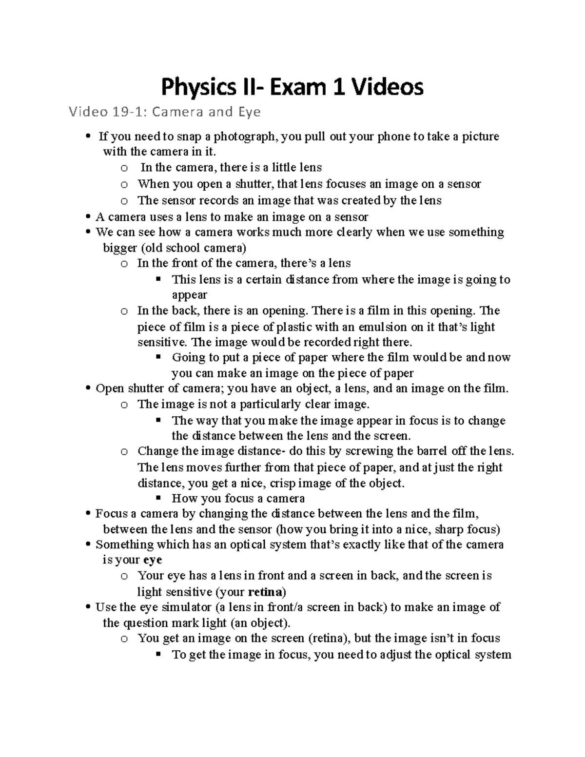 Physics II- Exam 1 Video Notes - Physics II- Exam 1 Videos Video 19-1 ...