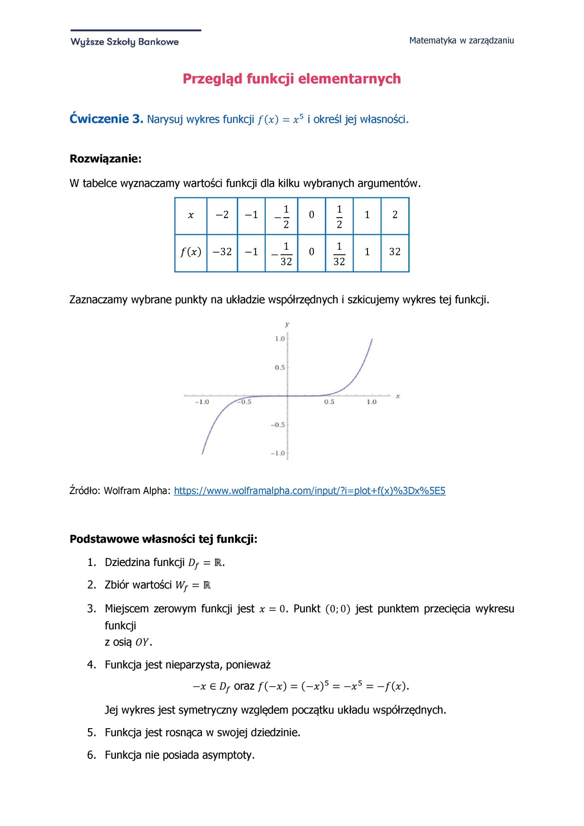 01 Cwiczenie 03 Funkcja Potegowa 2 Rozwiazanie - Matematyka W ...