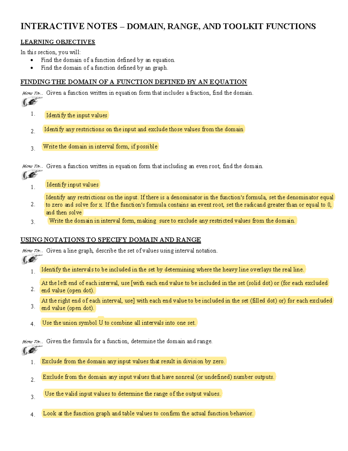Module 02 - Worksheets - INTERACTIVE NOTES – DOMAIN, RANGE, AND TOOLKIT ...