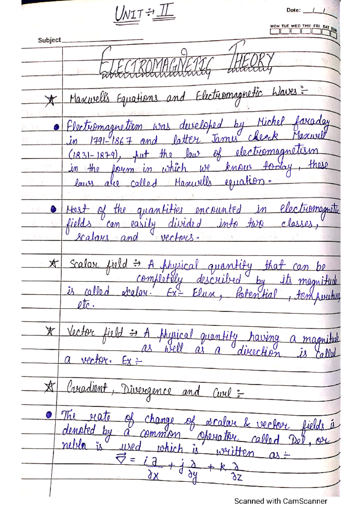 Physics Unit -2 EMFT Physics upto maxwell's equations - Computer ...