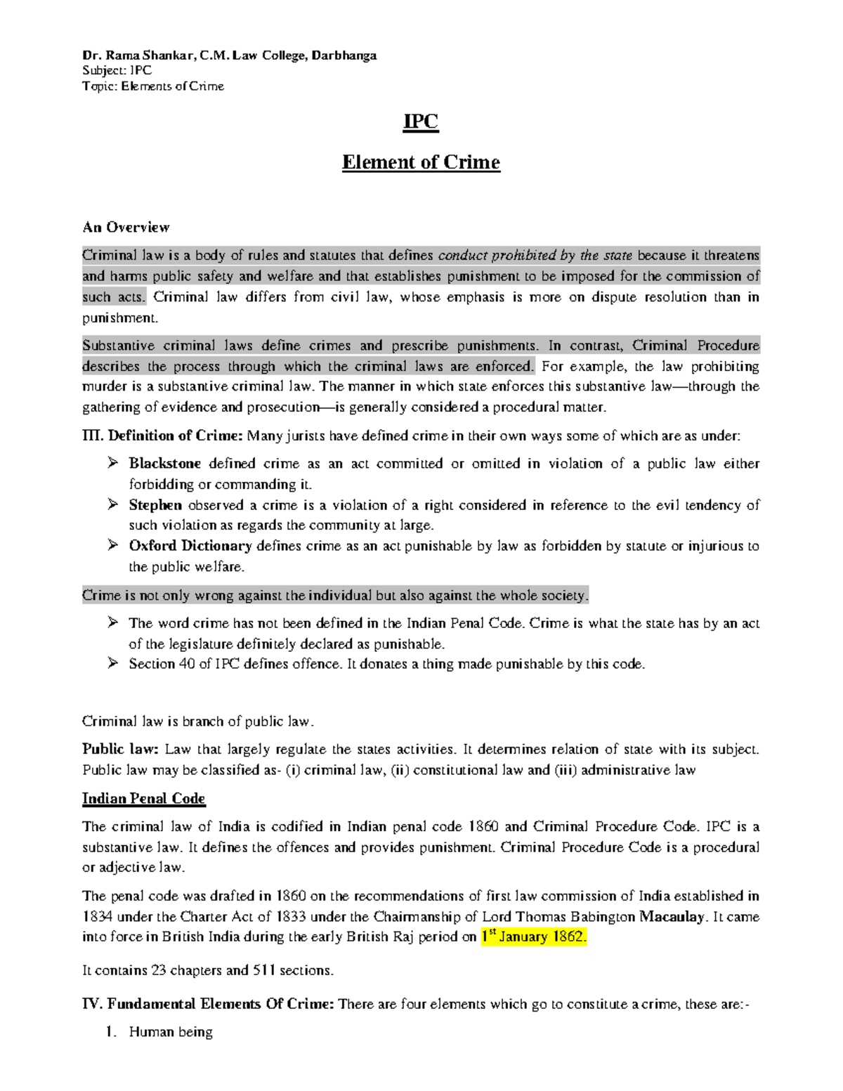indian-penal-code-elements-of-crime-esse-dr-rama-shankar-c-law