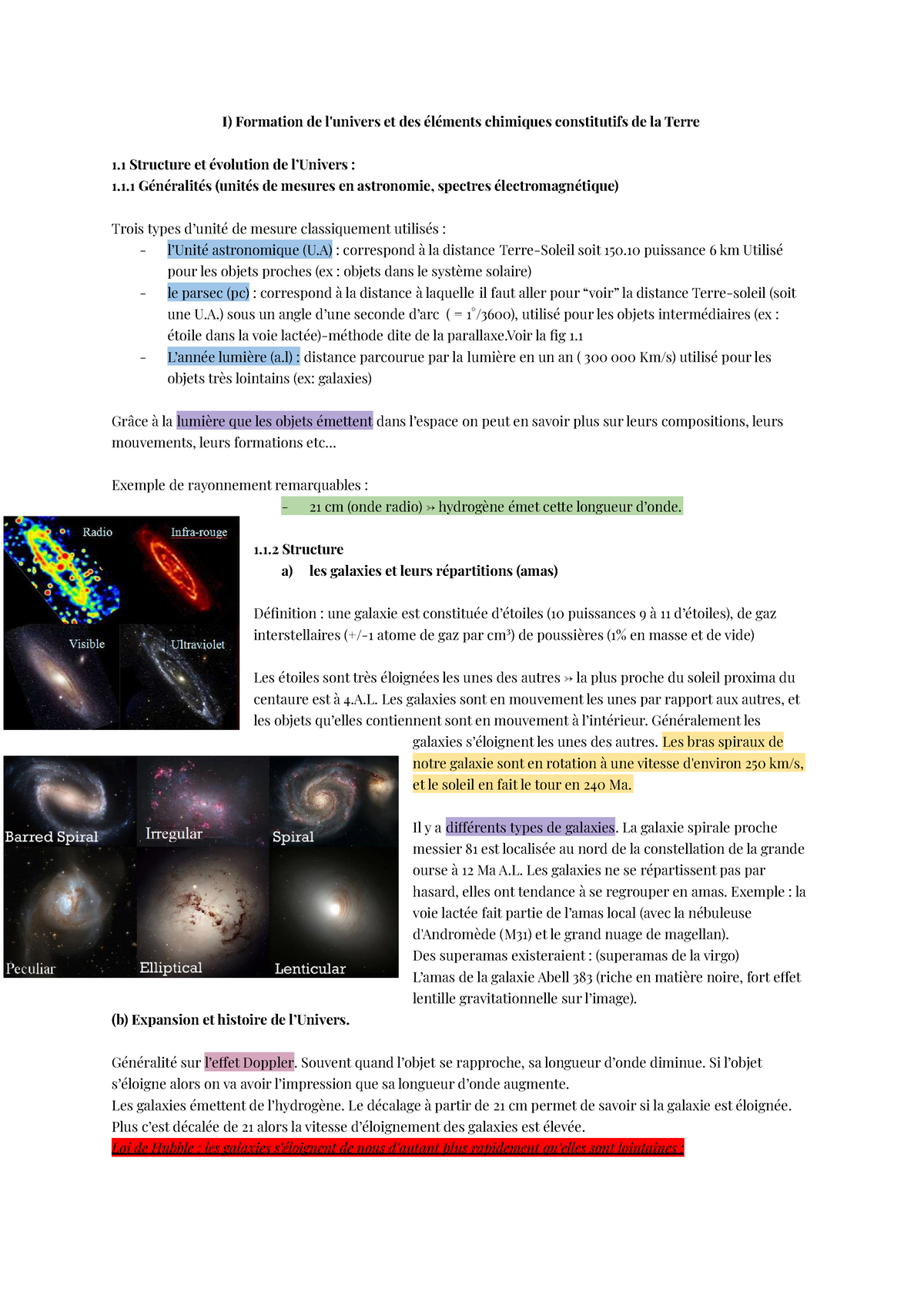 Chapitre 1 Formation De L'univers Et Des éléments Chimiques ...