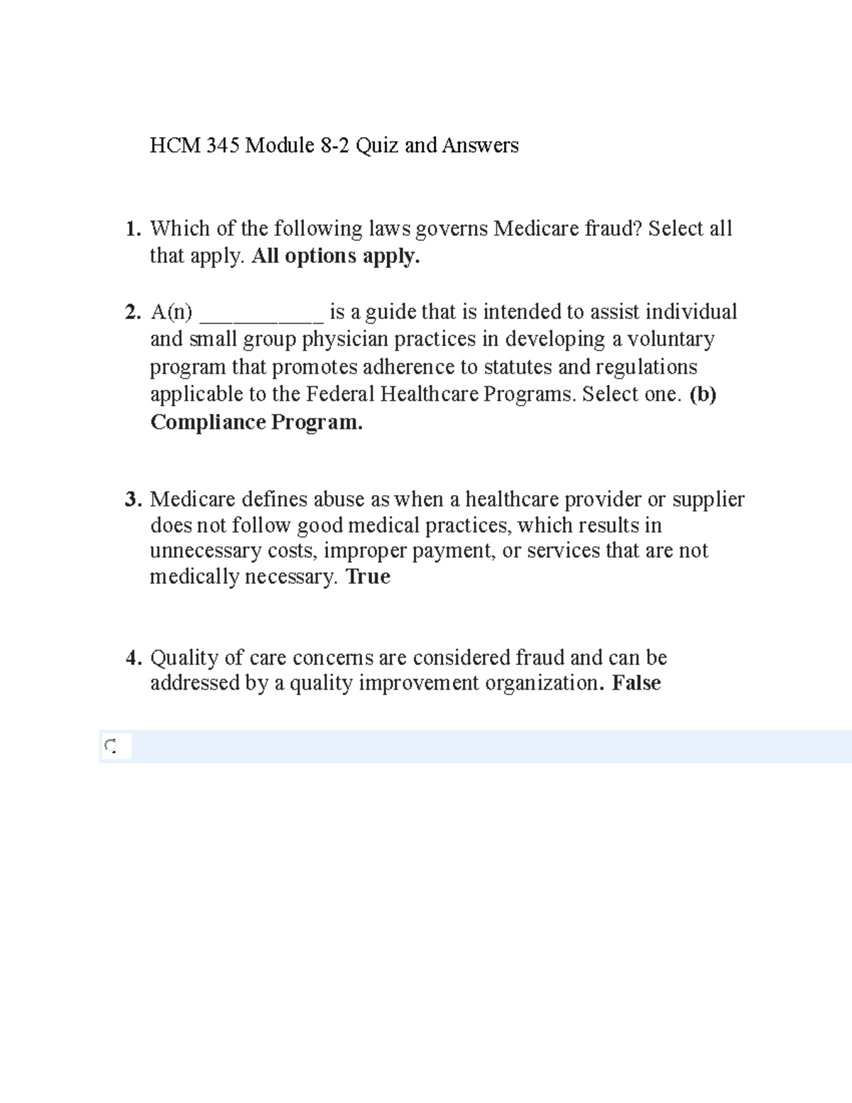 HCM 345 Module 8 -2 Quiz And Answers - HCM 345 Module 8-2 Quiz And ...