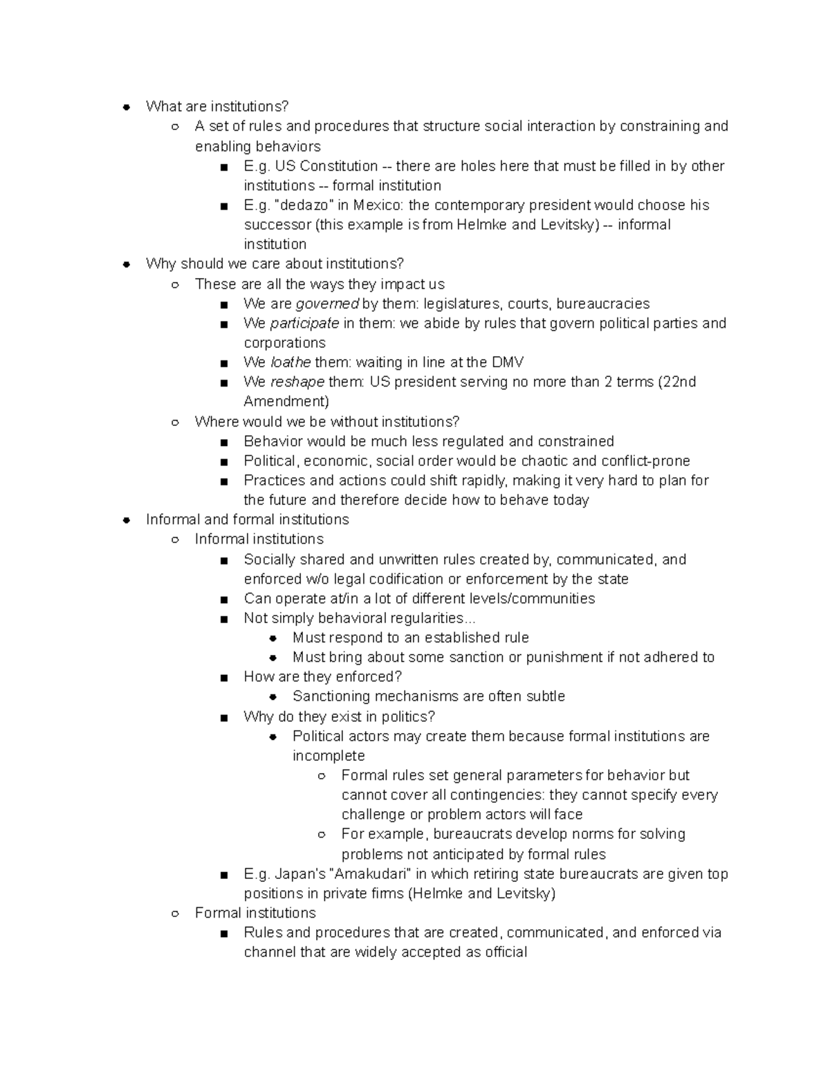 Class 10: Institutions - What are institutions? A set of rules and ...