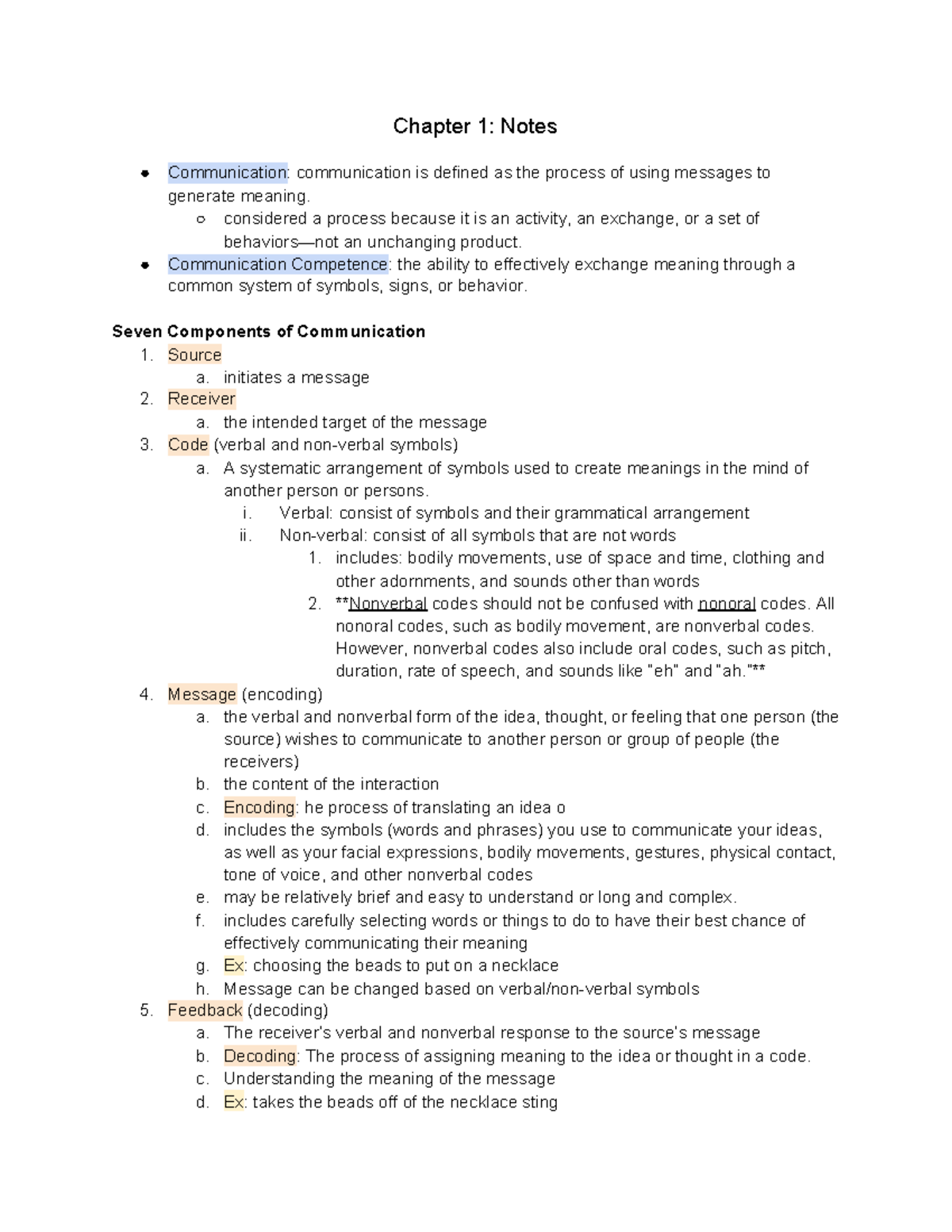 CDAE024 Module 2 Notes - Chapter 1: Notes Communication : communication ...