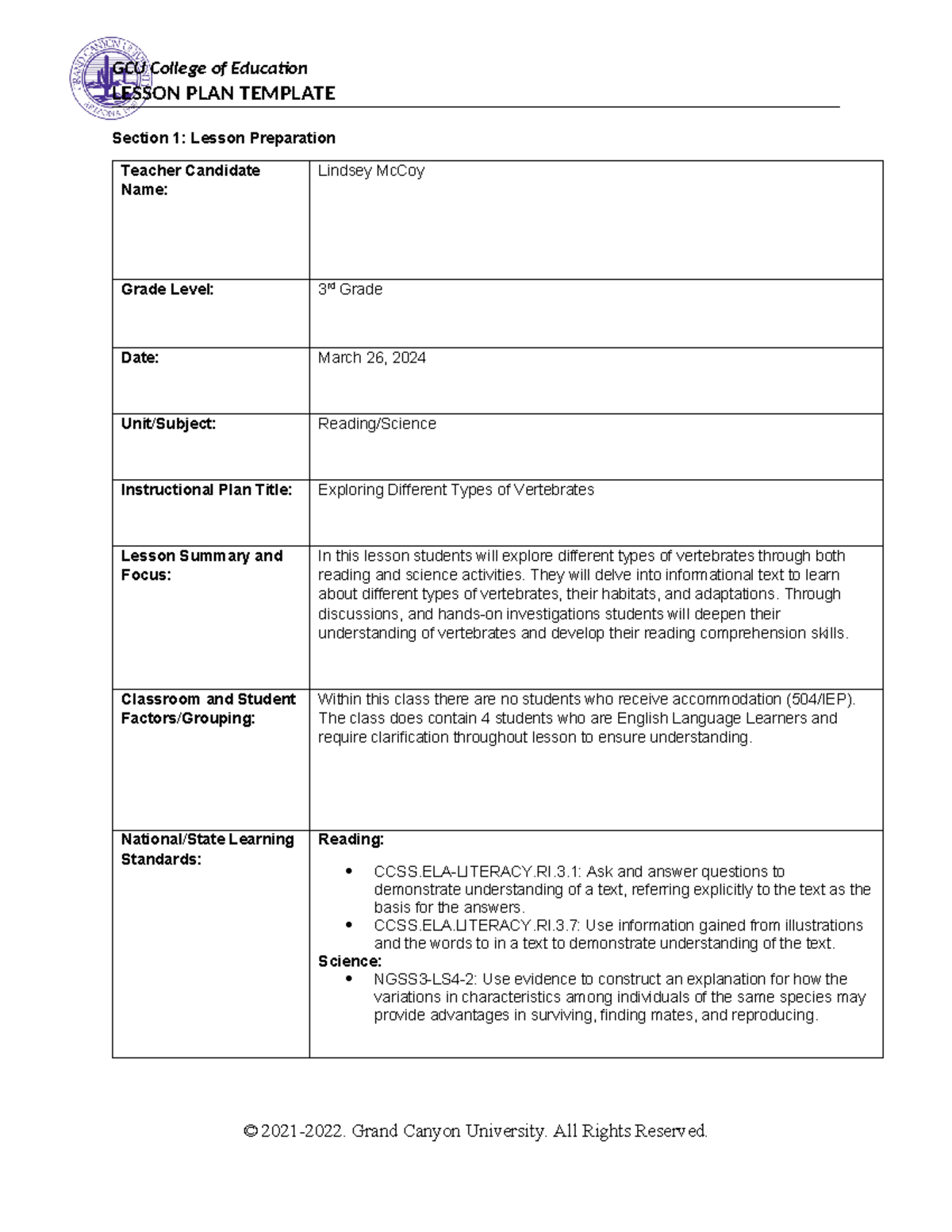 REA 365-Lesson Plan W4 - Cross Curricular Lesson Plan - LESSON PLAN ...