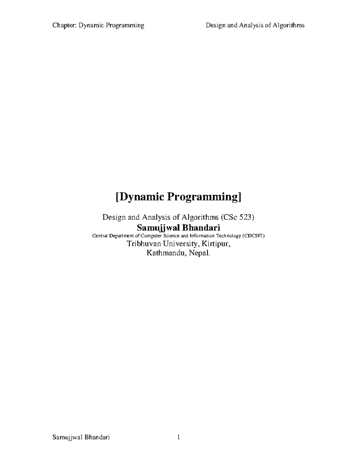 9 Dynamic - Notes For Design And Analysis Of Algorithms - [Dynamic ...