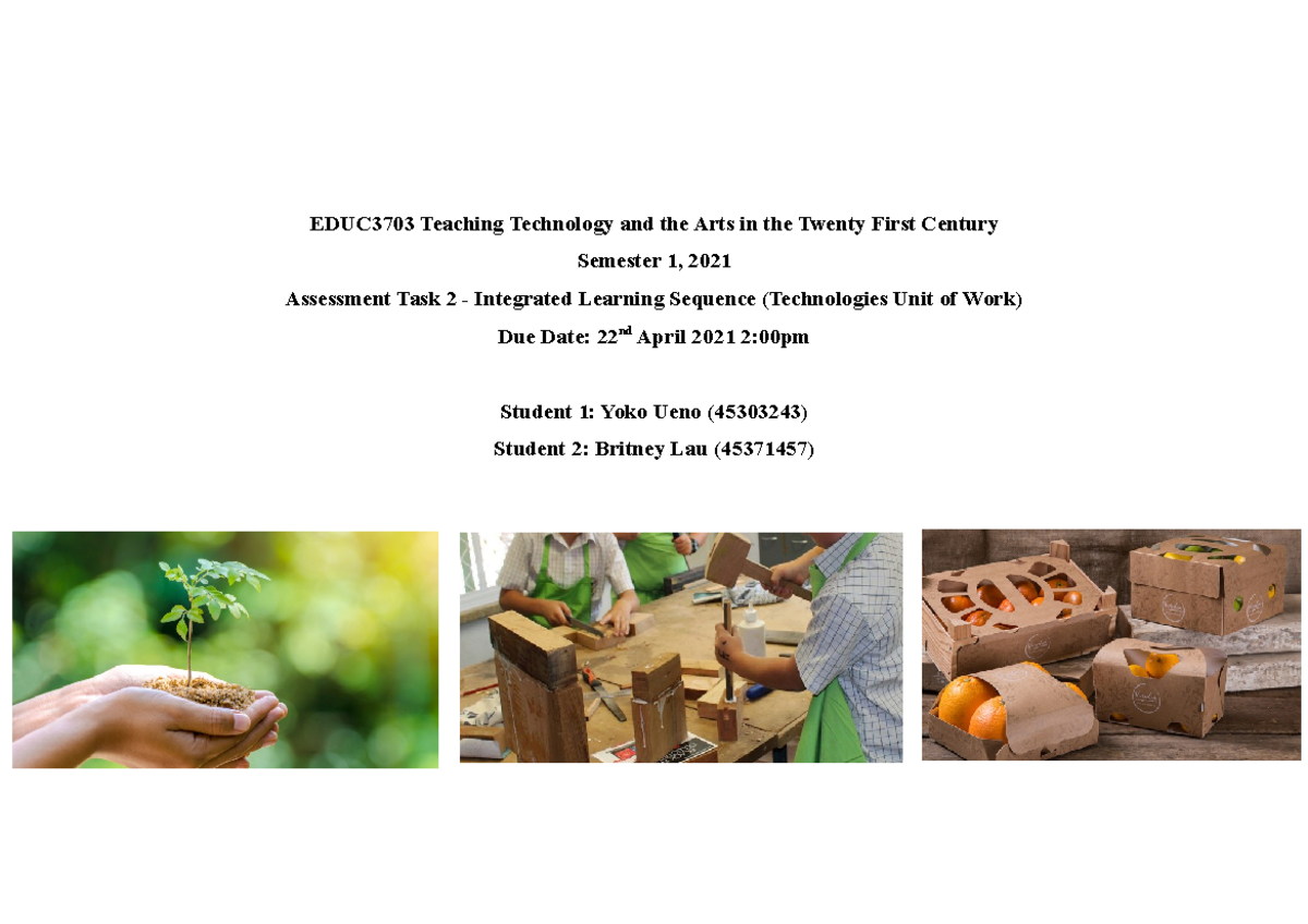 AT1 Unit of Work Final - Assessment Task 1 - EDUC3703 Teaching ...
