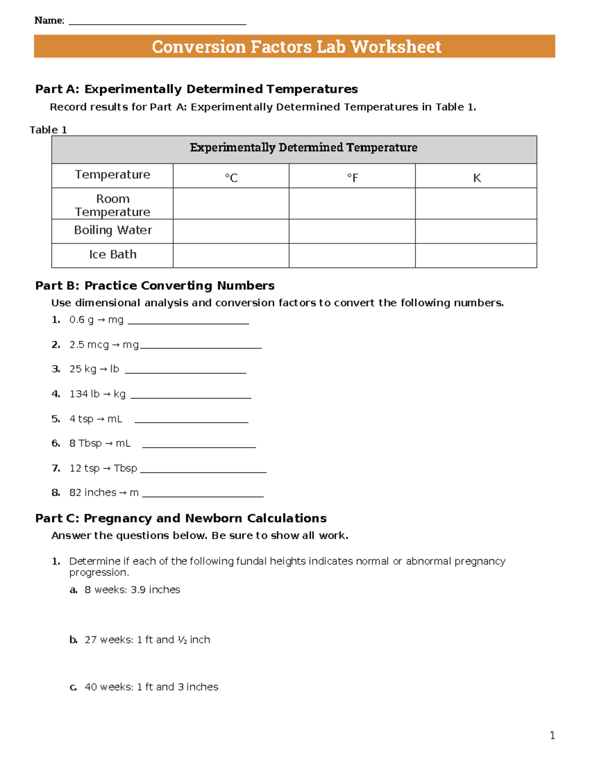 CHM101Conversion WS - Conversion Factors Lab WOrksheet - Conversion ...