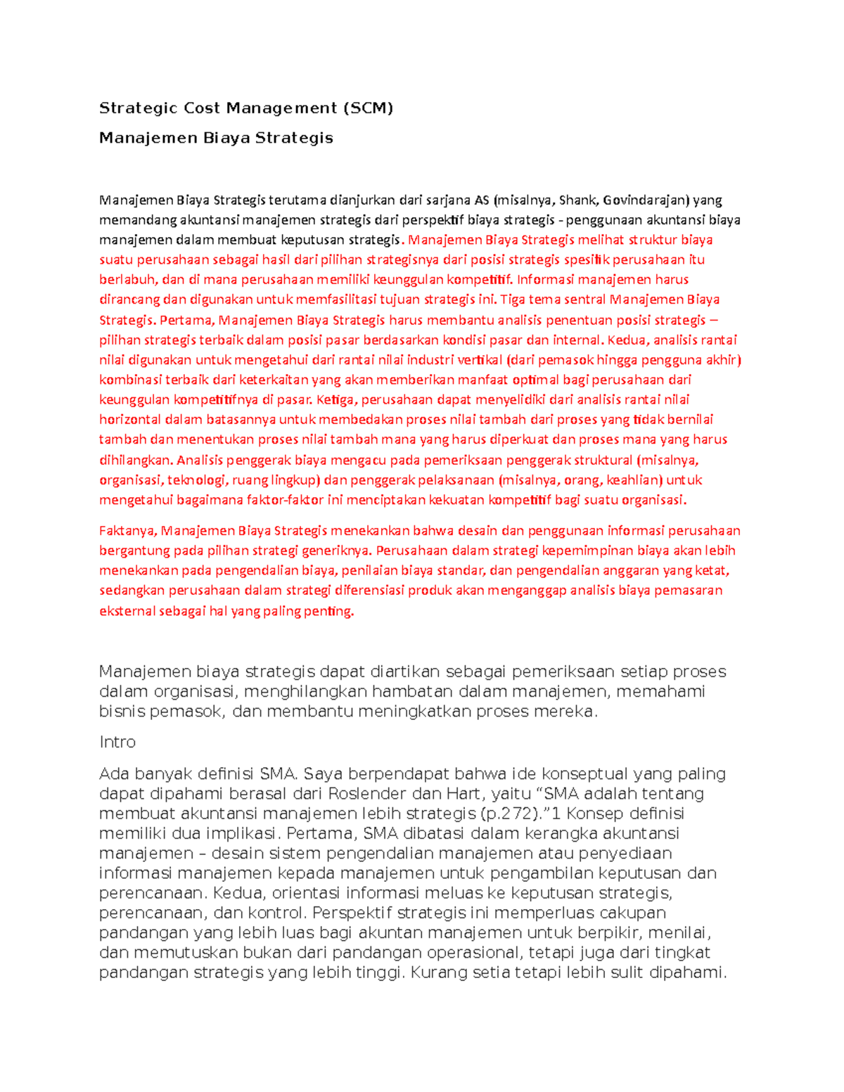 Strategic Cost Management - Manajemen Biaya Strategis Melihat Struktur ...