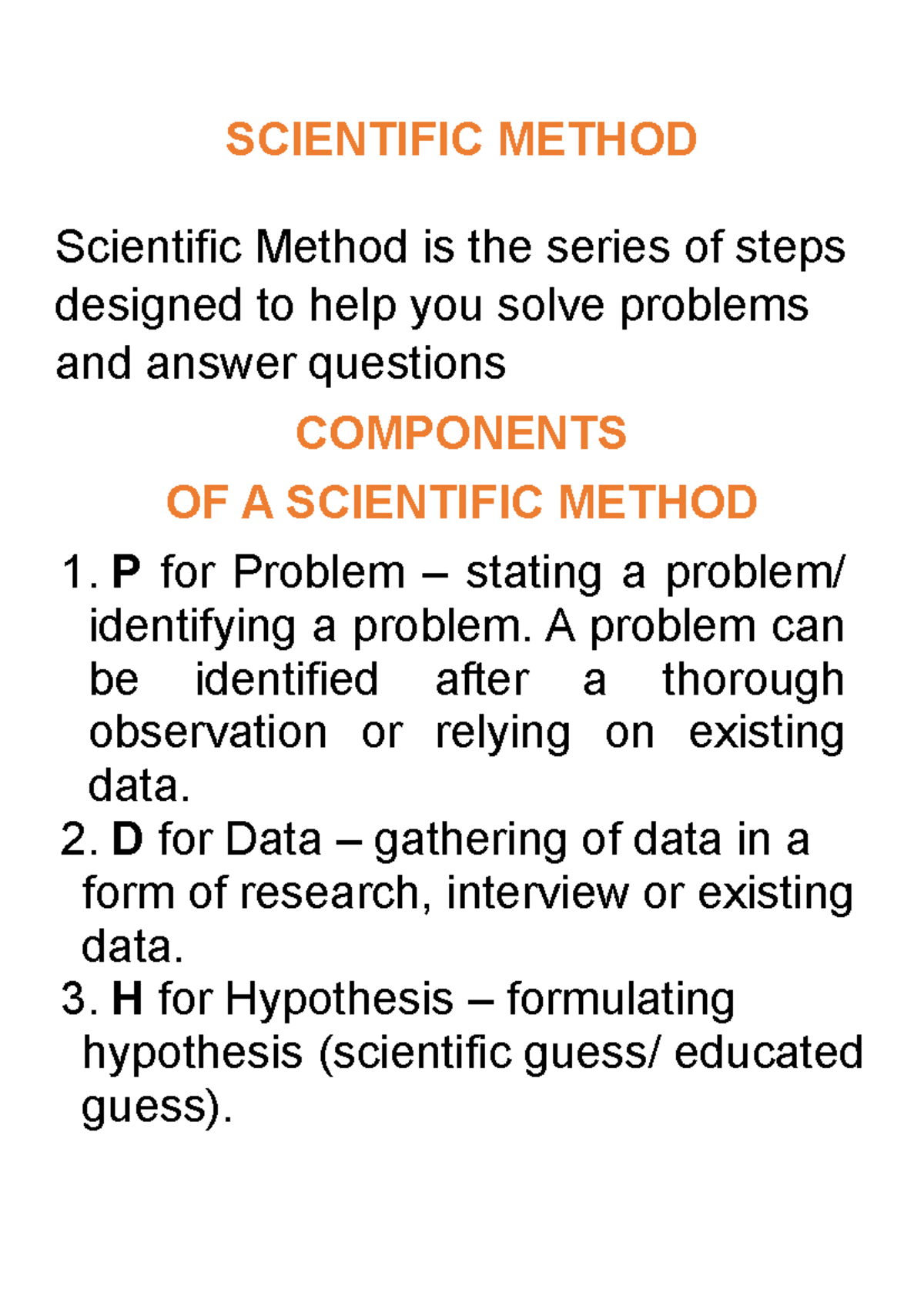 Scientific Method - learning materials - SCIENTIFIC METHOD Scientific ...