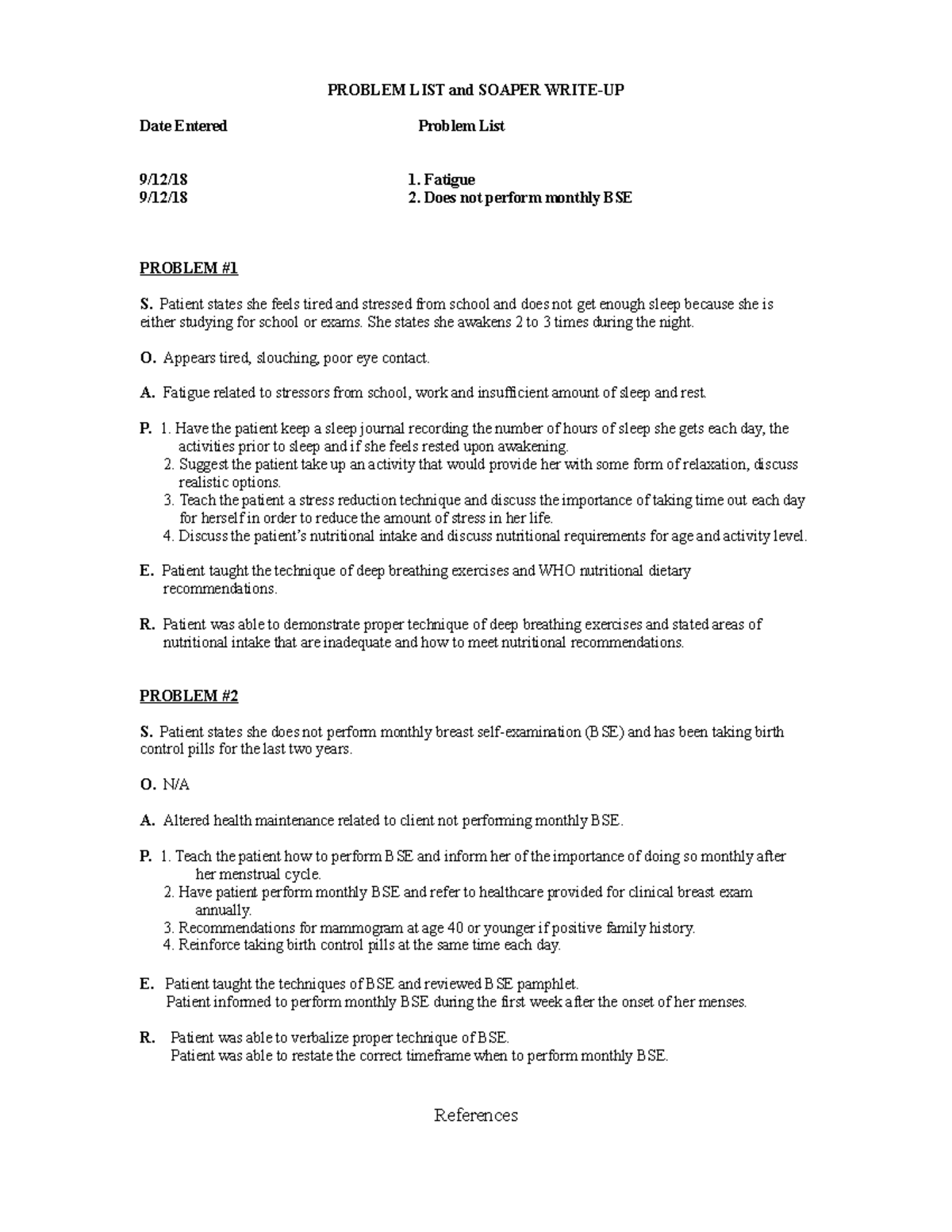 Problem List and Soaper write up (Jamie Lee Tran)-1 - PROBLEM LIST and ...