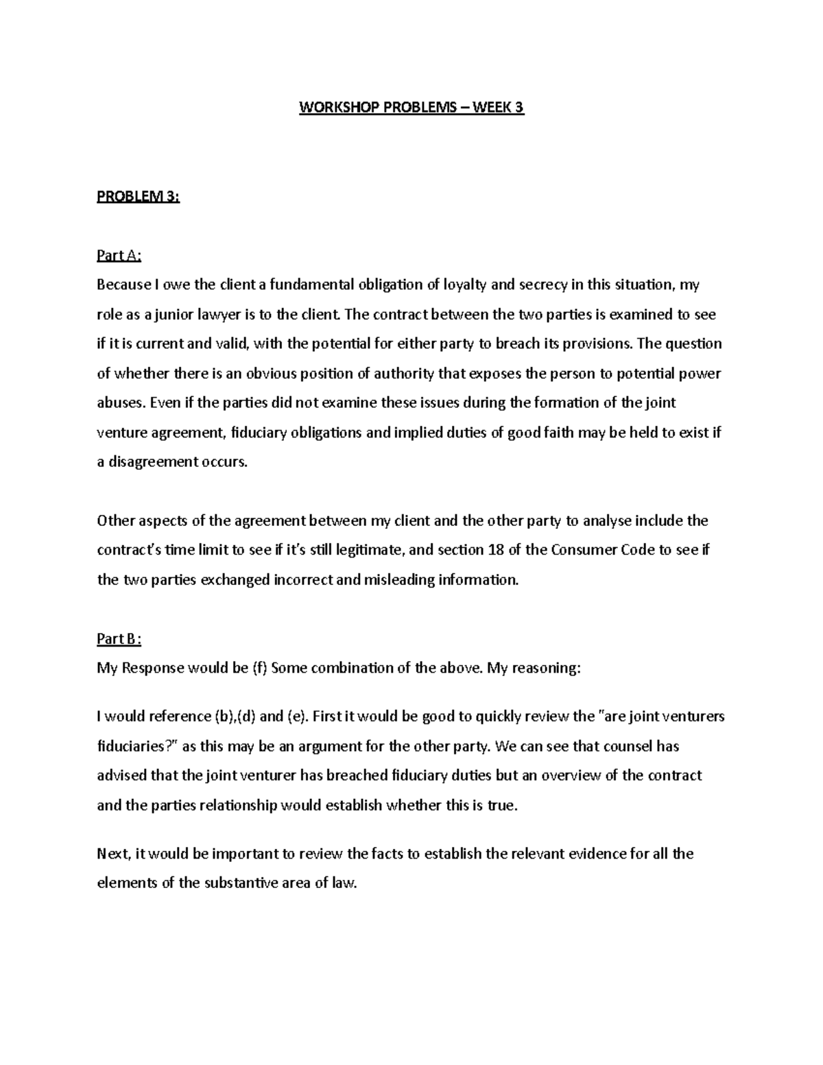 Workshop Problems - Week 3 - WORKSHOP PROBLEMS – WEEK 3 PROBLEM 3: Part ...