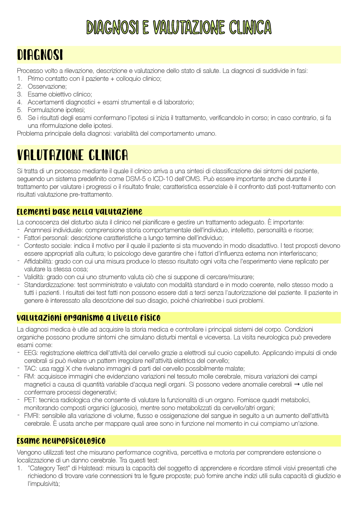 Appunti Esame di Stato Psicologia - DSM-5 Adulti e Caso clinico