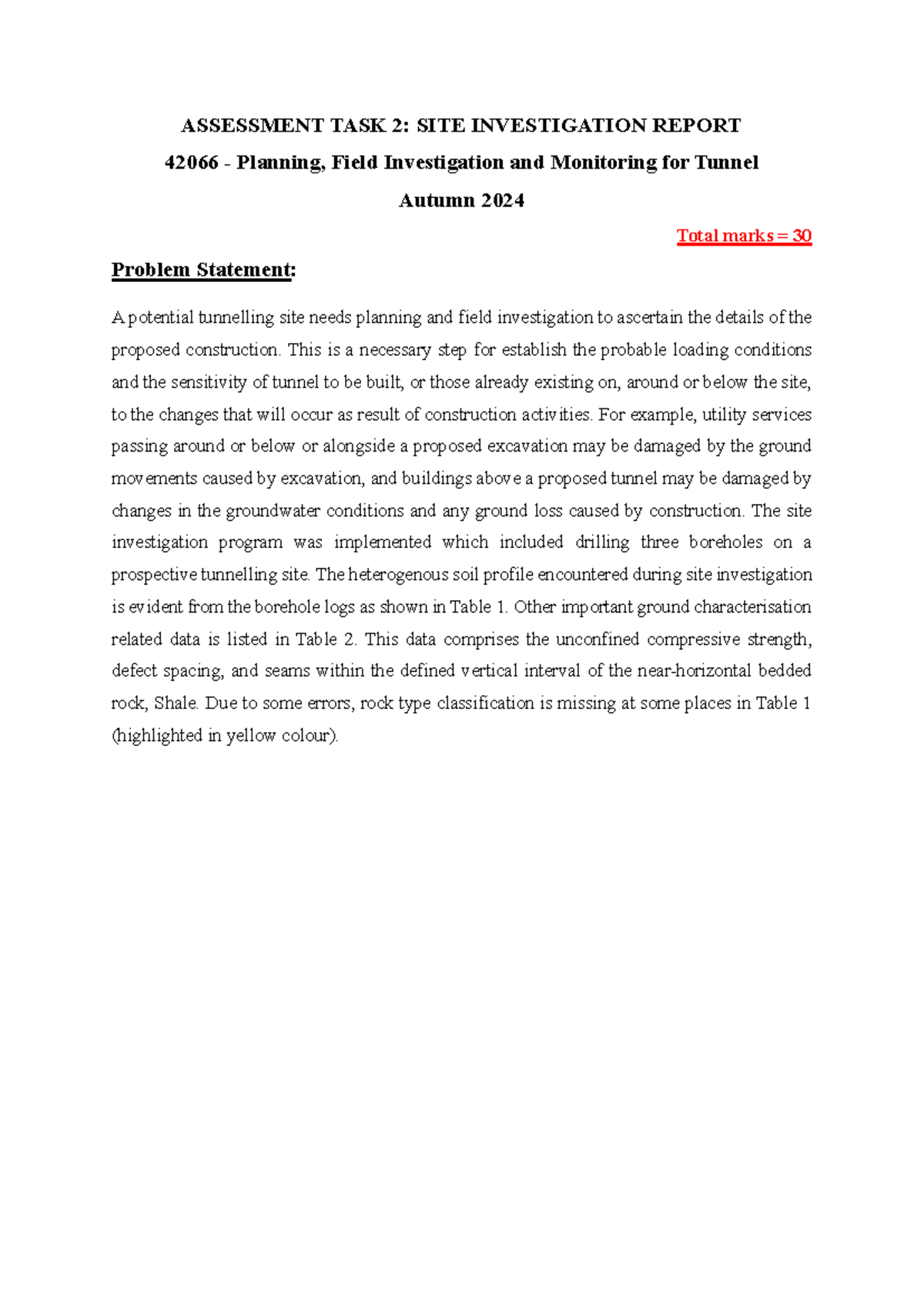 Assessment task 2- Site Investigation Report - ASSESSMENT TASK 2: SITE ...