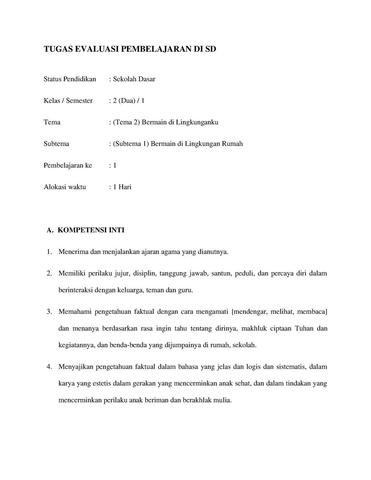 Tugas 1 Evaluasi Pembelajaran Di SD - TUGAS EVALUASI PEMBELAJARAN DI SD ...